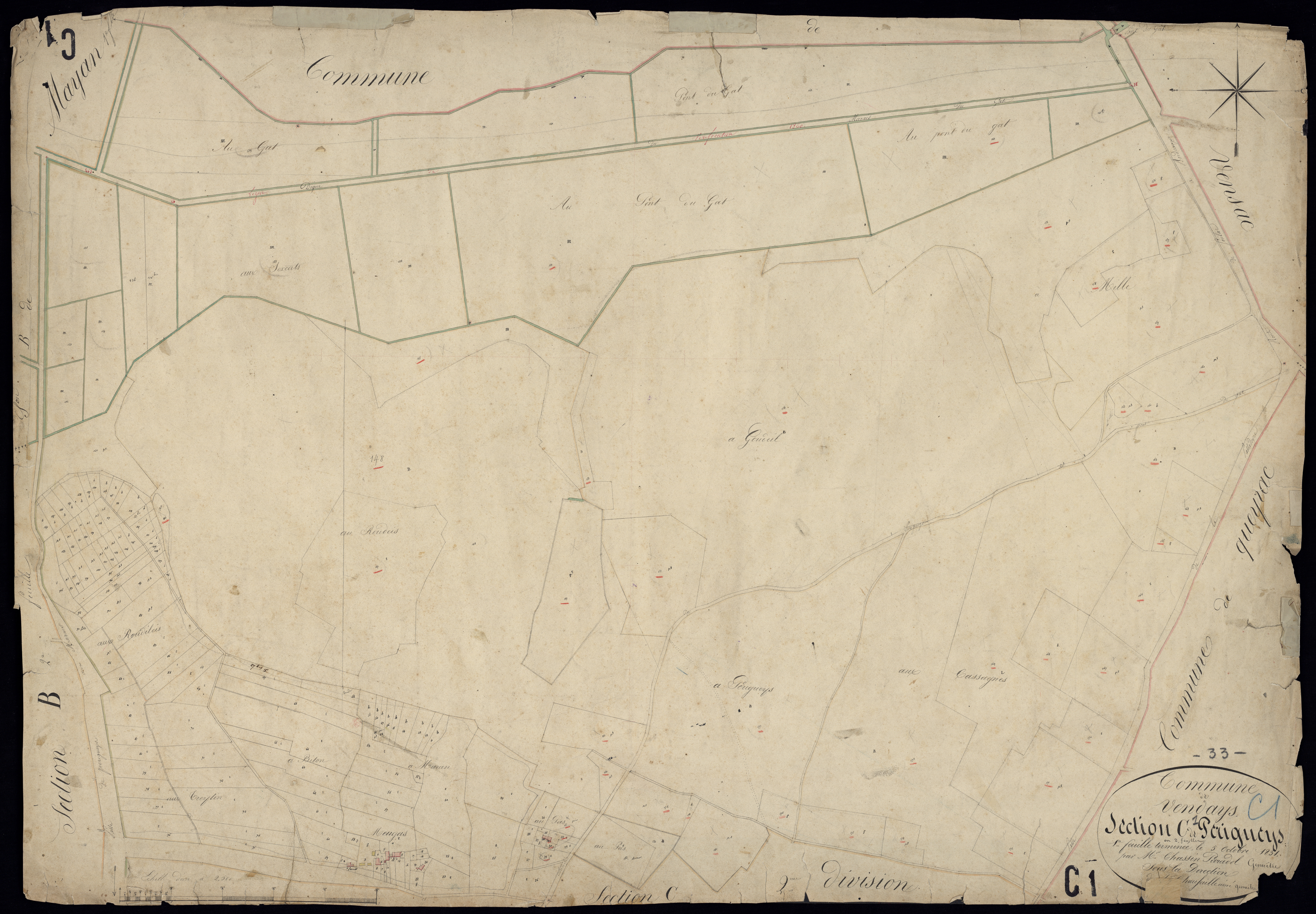 Vendays-Montalivet - -Section C feuille 1 : Perigueys