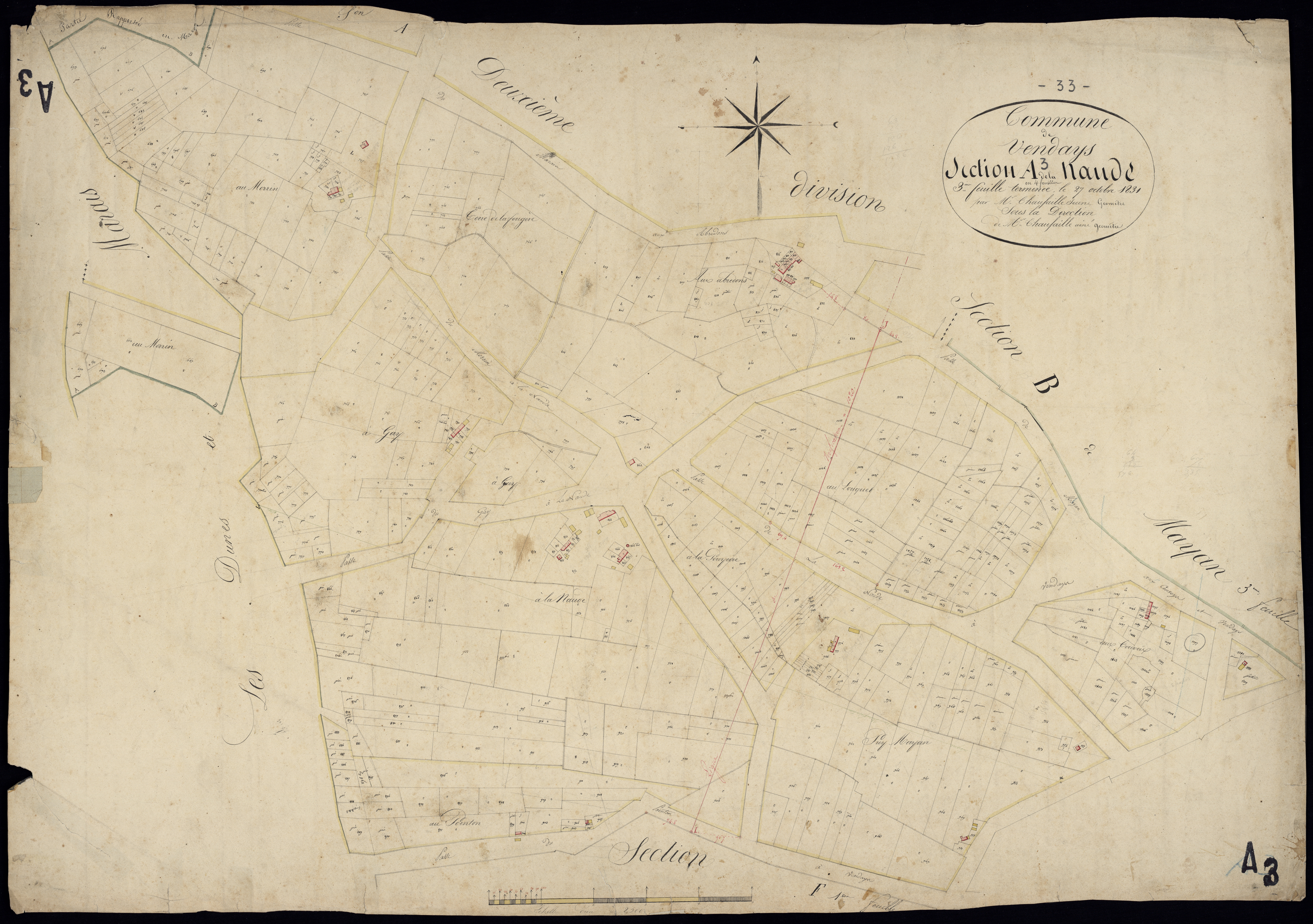 Vendays-Montalivet - -Section A feuille 3 : La Naude