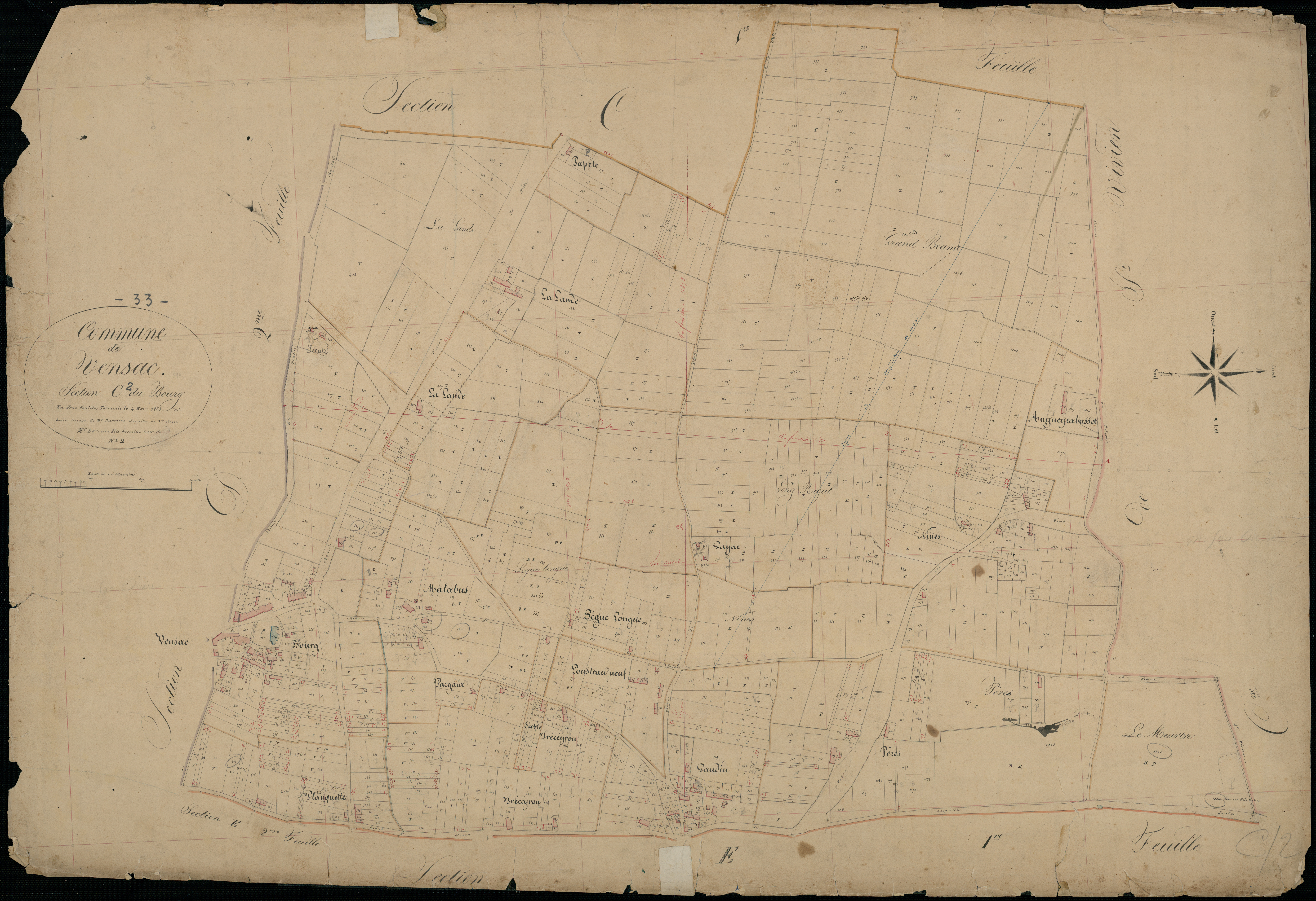 Vensac - -Section C feuille 2 : Le Bourg