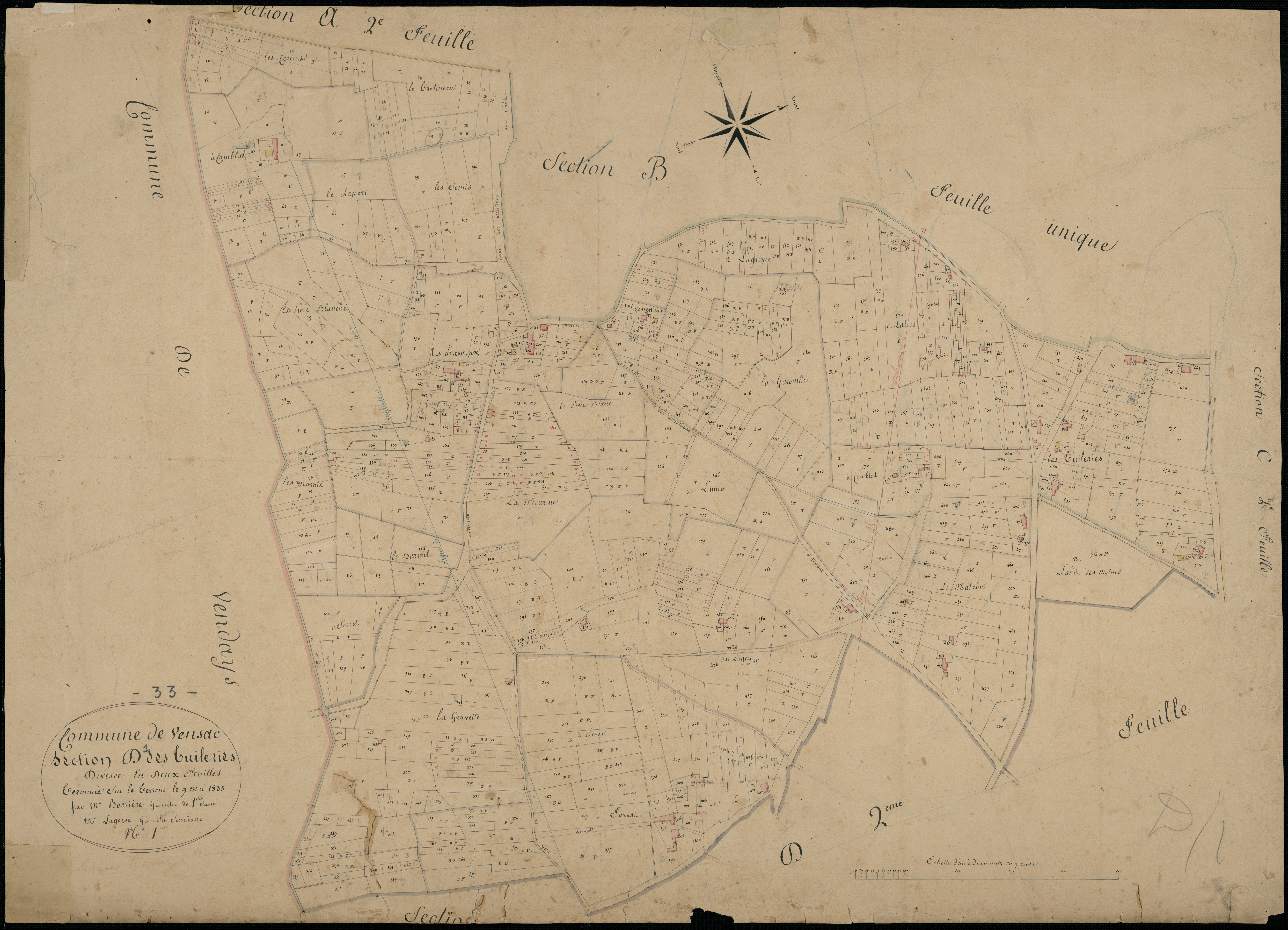 Vensac - -Section D feuille 1 : Les Tuileries