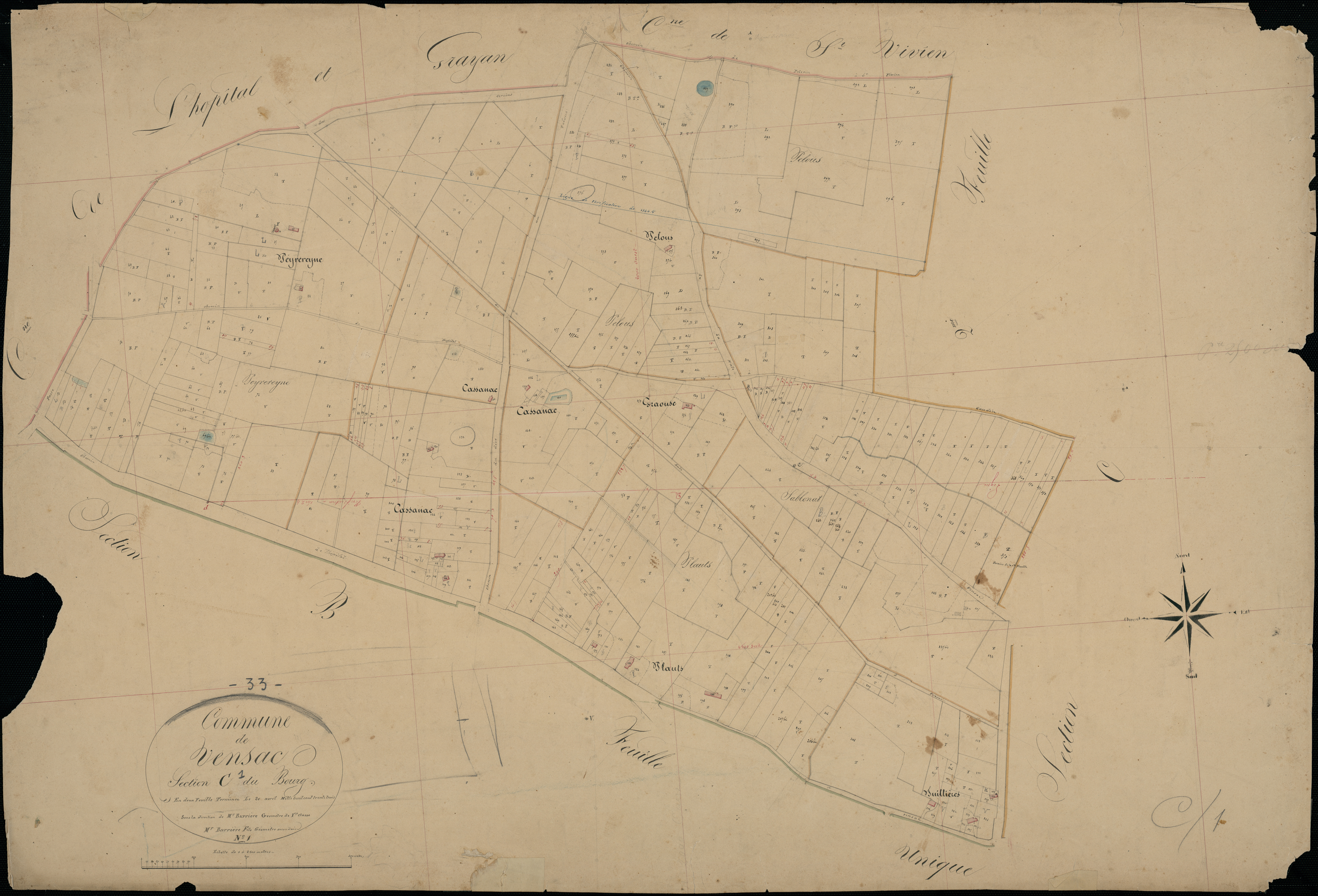 Vensac - -Section C feuille 1 : Le Bourg