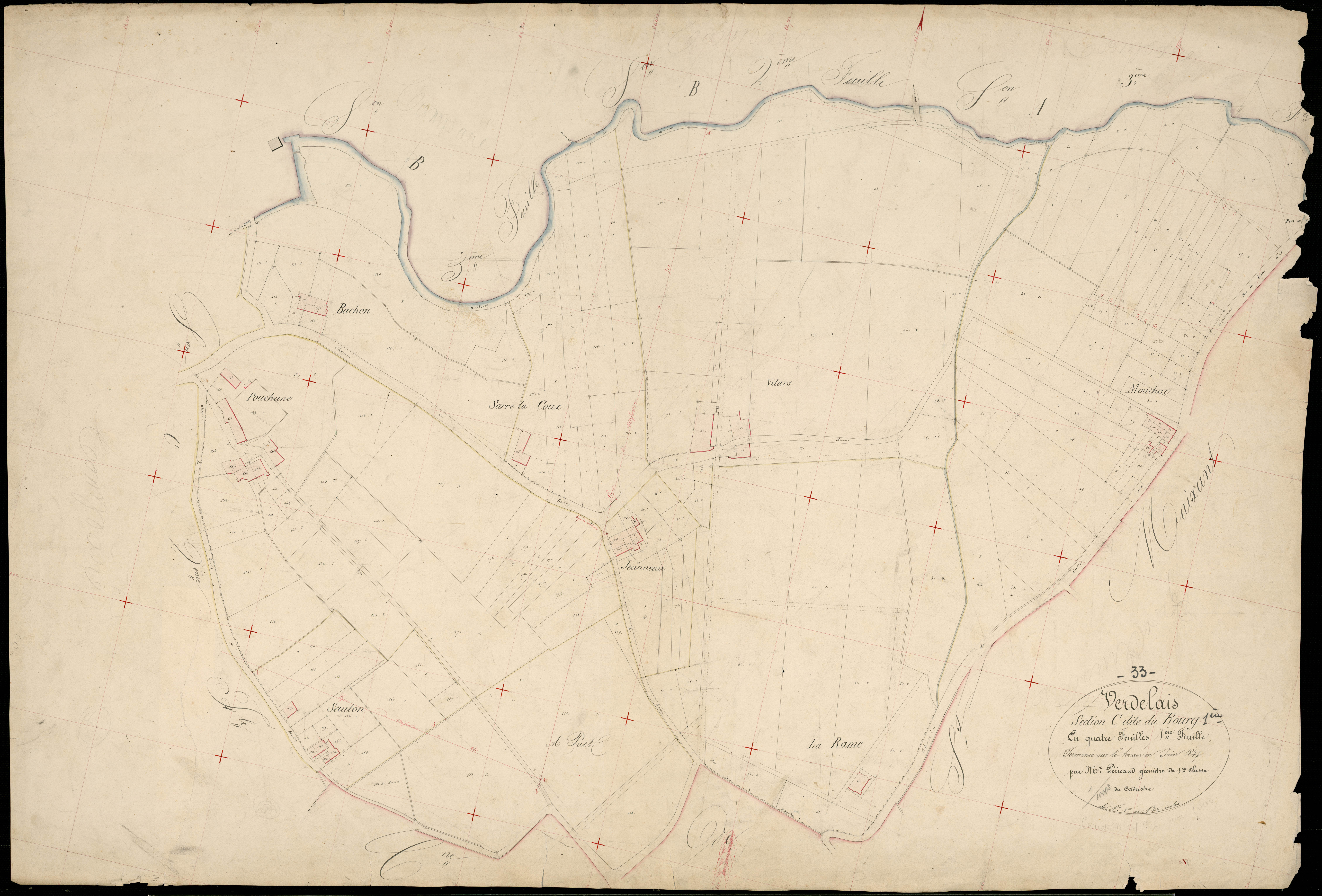 Verdelais - -Section C feuille 1 : Le Bourg