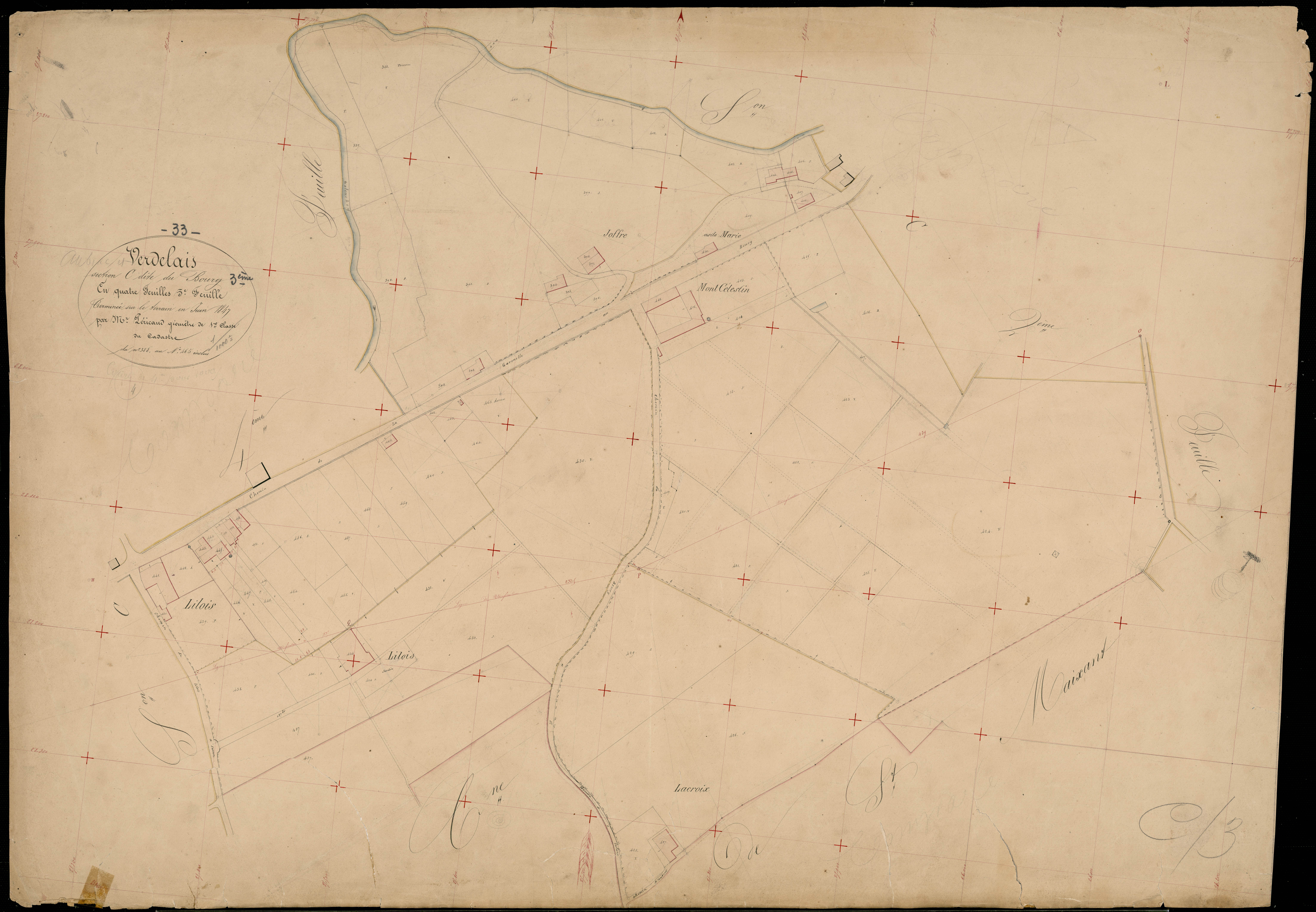 Verdelais - -Section C feuille 3 : Le Bourg