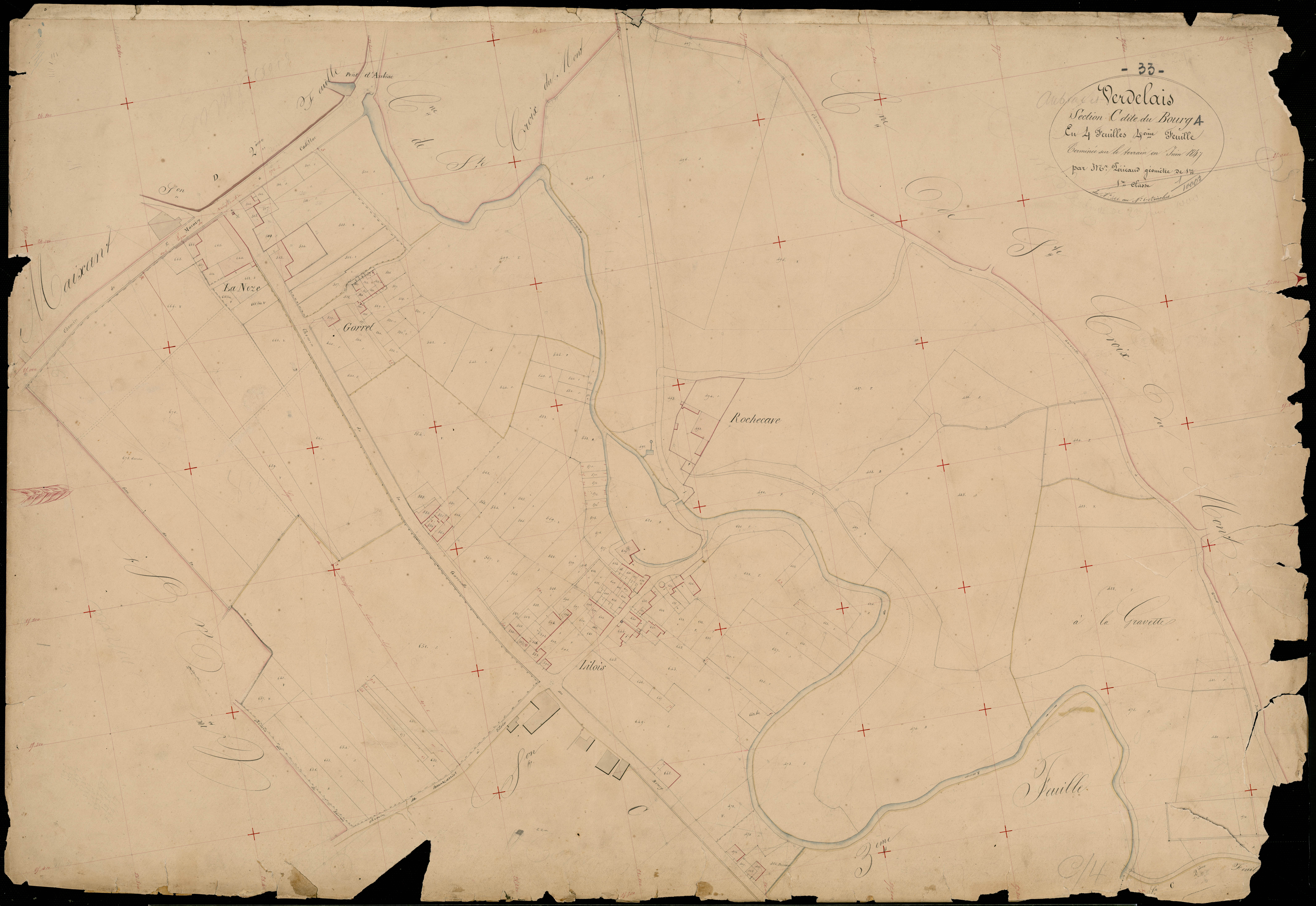 Verdelais - -Section C feuille 4 : Le Bourg