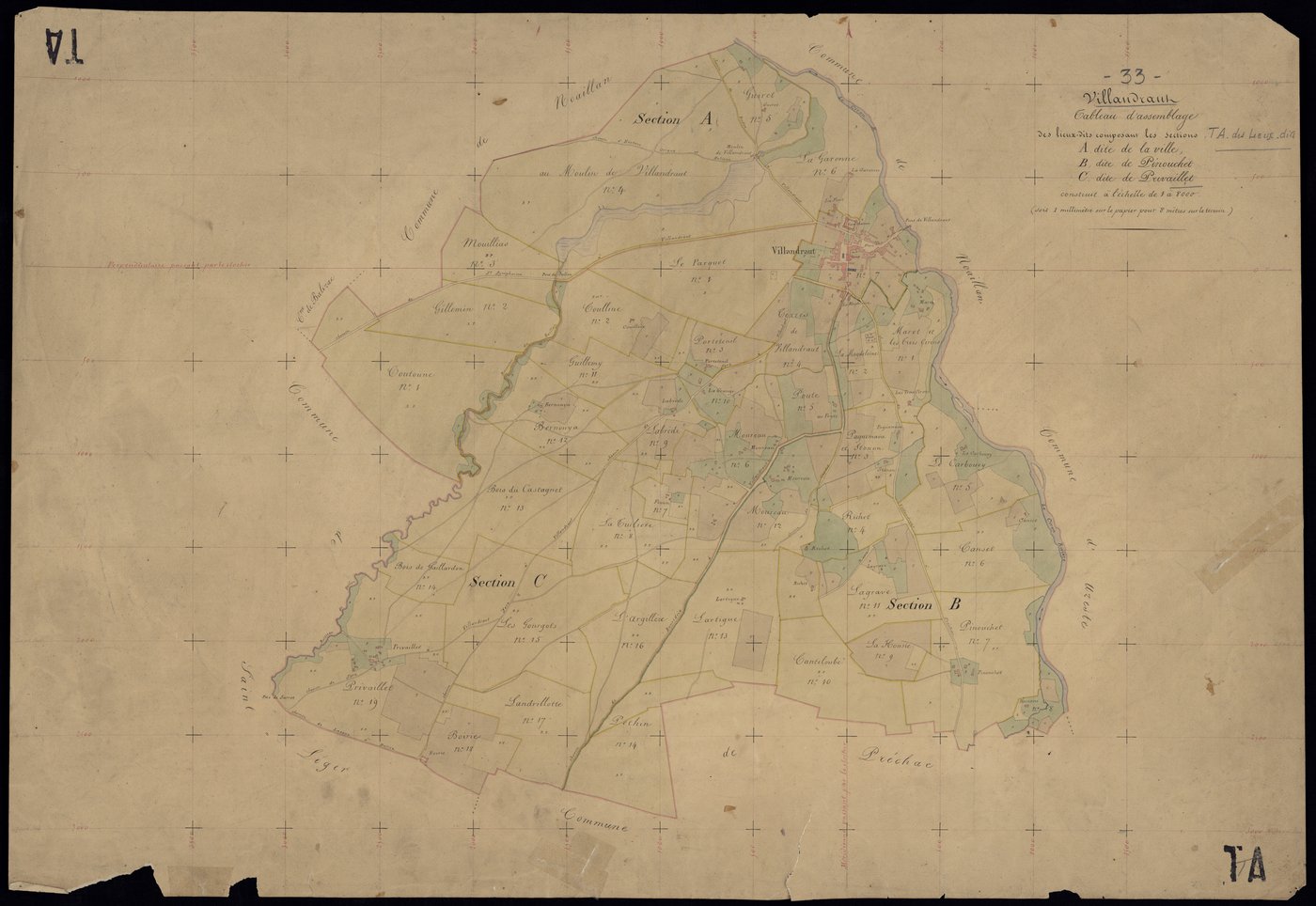 Villandraut - -Tableau d'assemblage sections A,B,C :