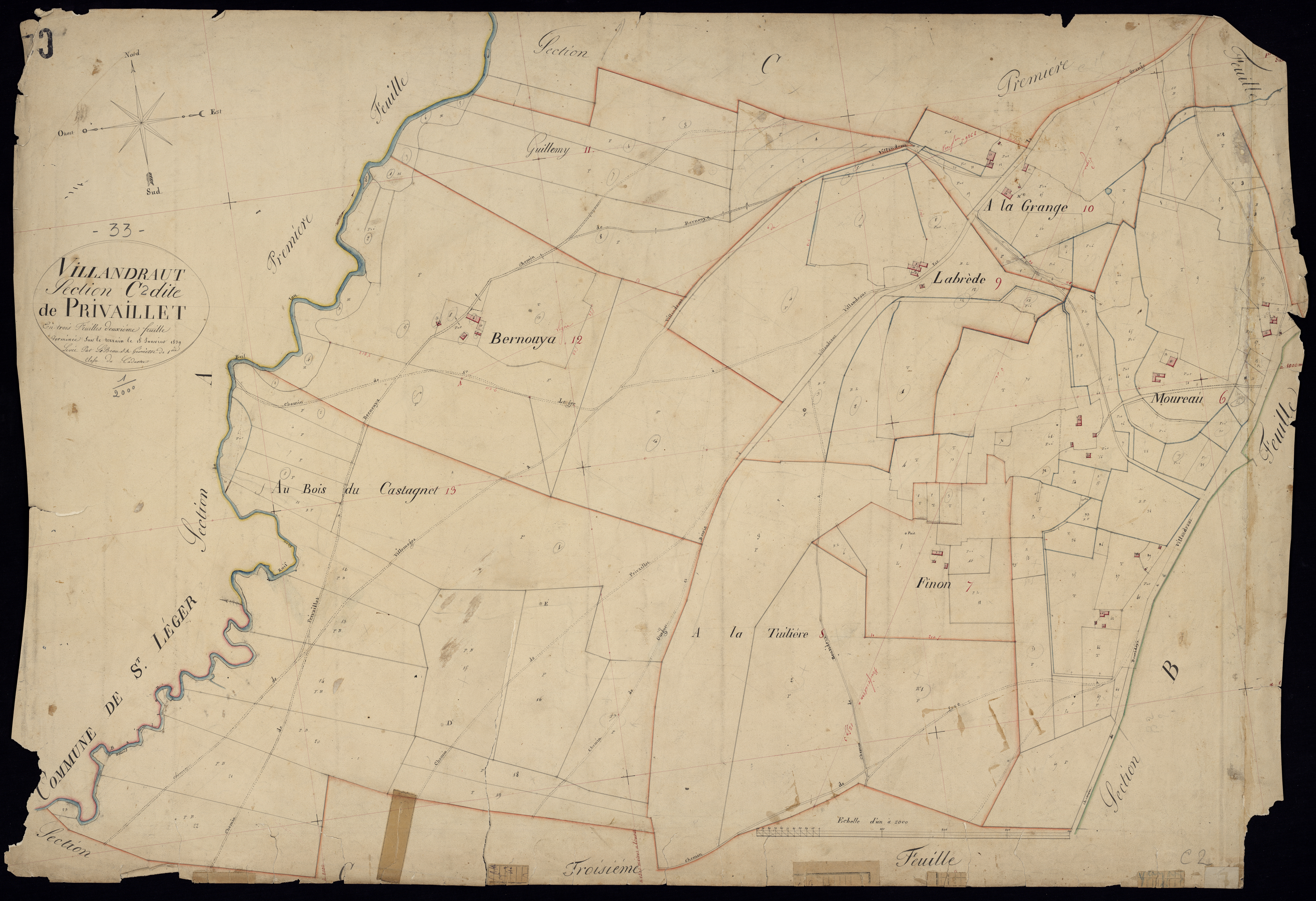 Villandraut - -Section C feuille 2 : Privaillet
