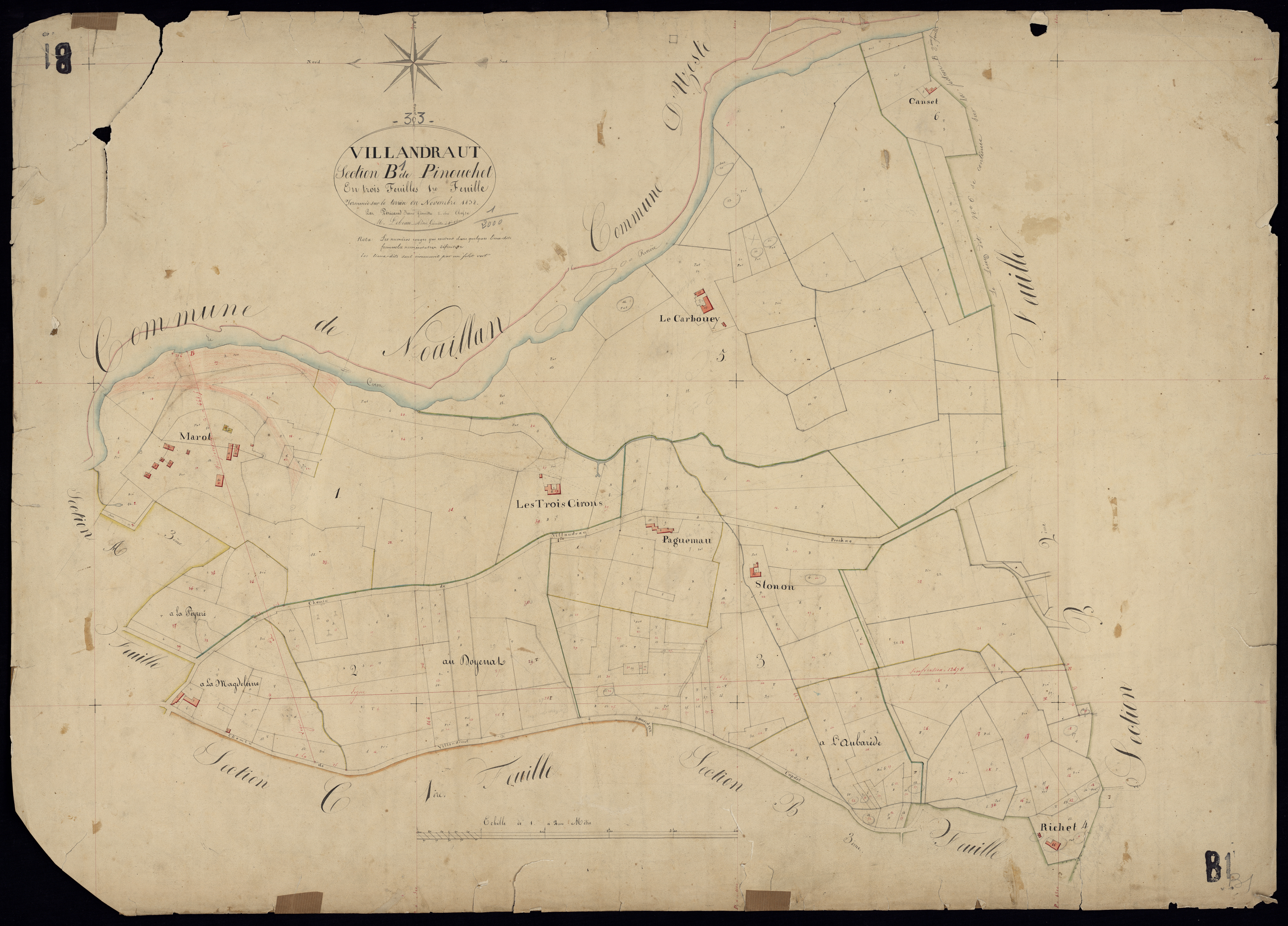 Villandraut - -Section B feuille 1 : Pinouchet