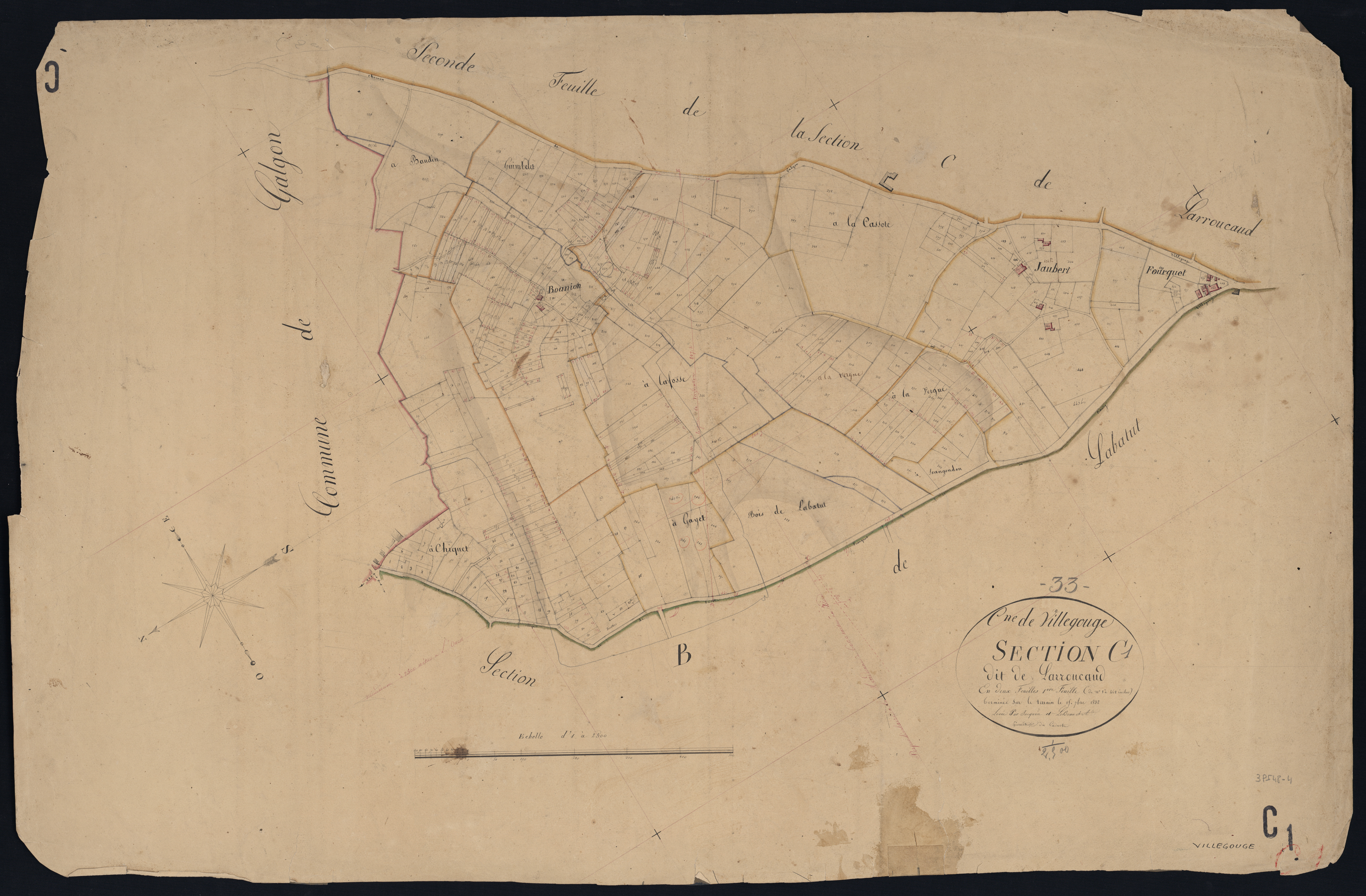 Villegouge - -Section C feuille 1 : Larroucaud