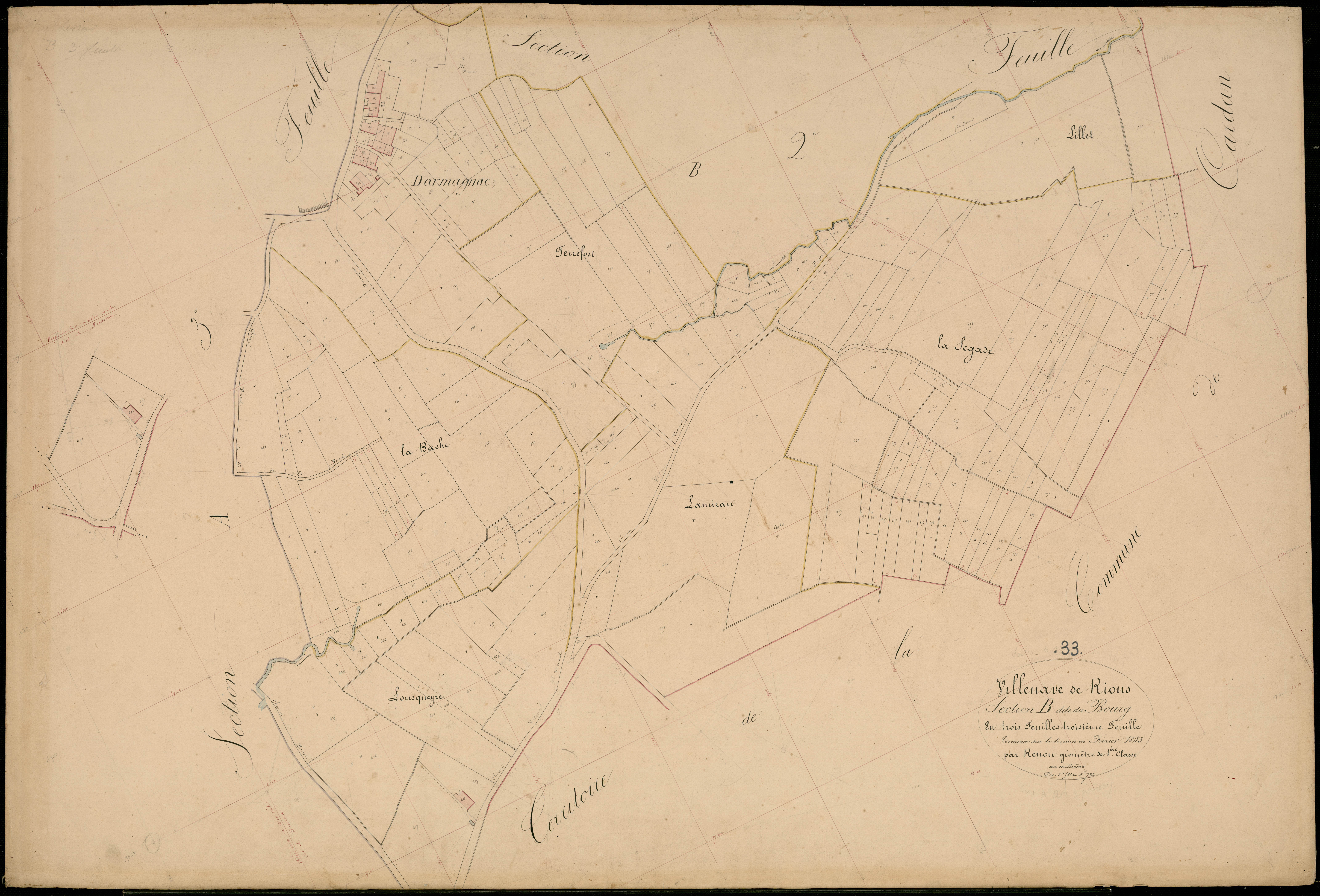 Villenave-de-Rions - -Section B feuille 3 : Le Bourg