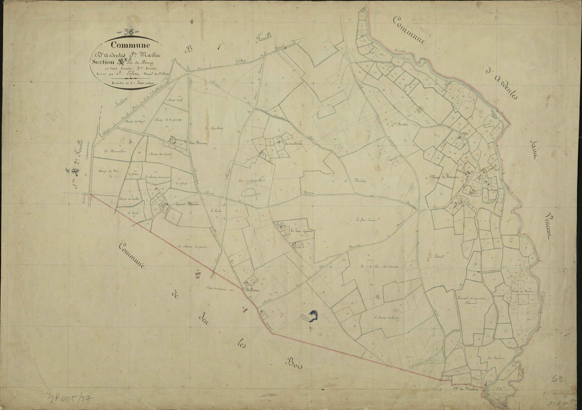 Ardentes - Section E3, dite du Bourg, ancienne section B3 de Saint-Martin.