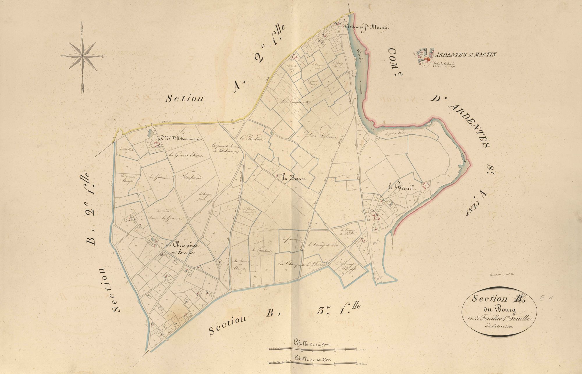 Ardentes - Section E1, dite du Bourg, ancienne section B2 de Saint-Martin.