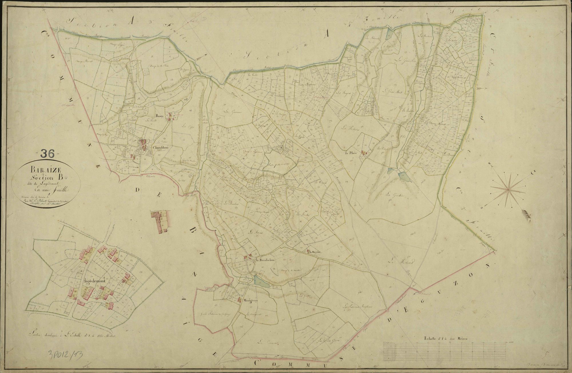 Baraize - Section B, dite de Lagedemont.