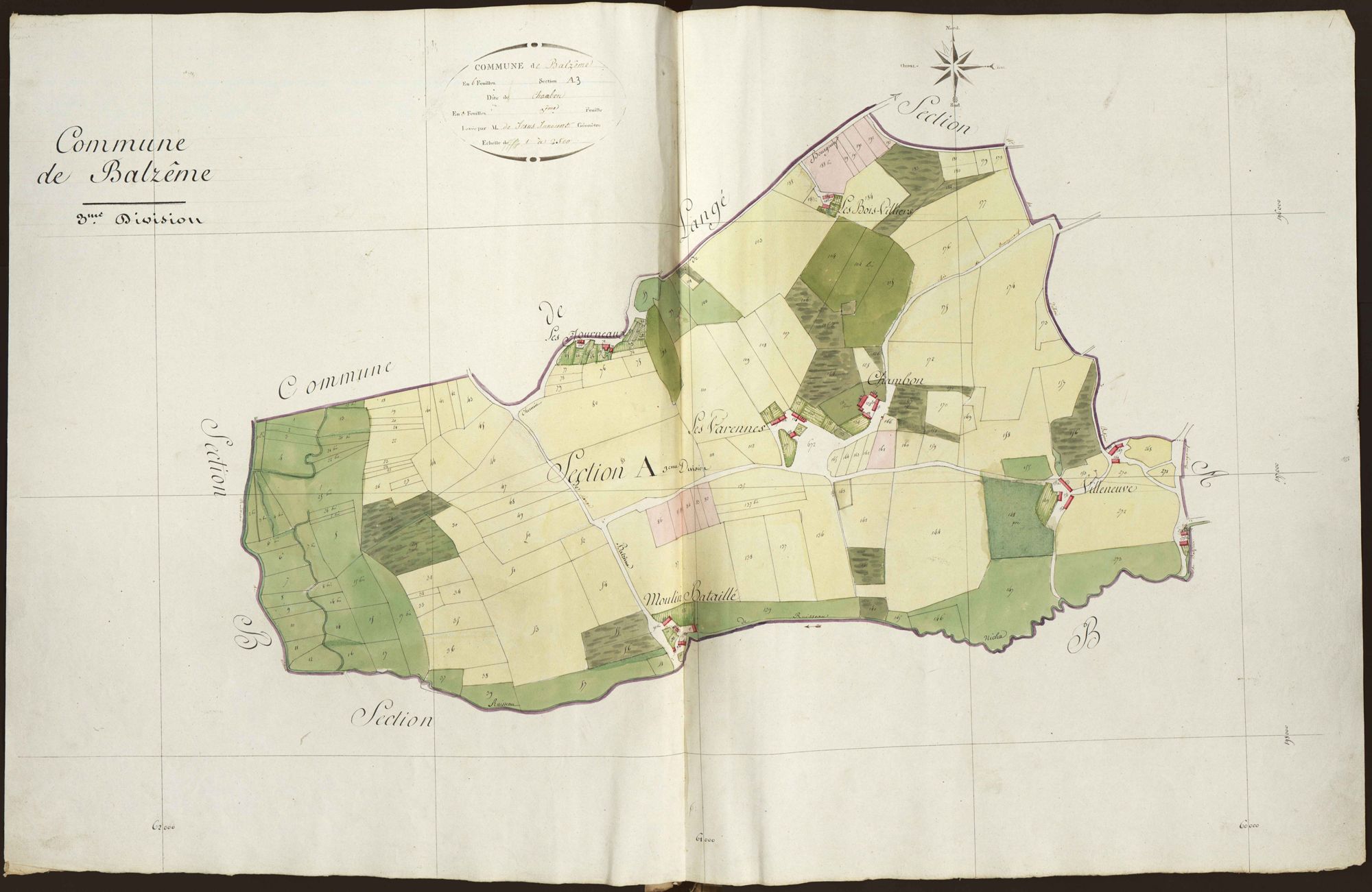 Baudres - Section A3 (ancienne commune de Balzème), dite de Chambon.