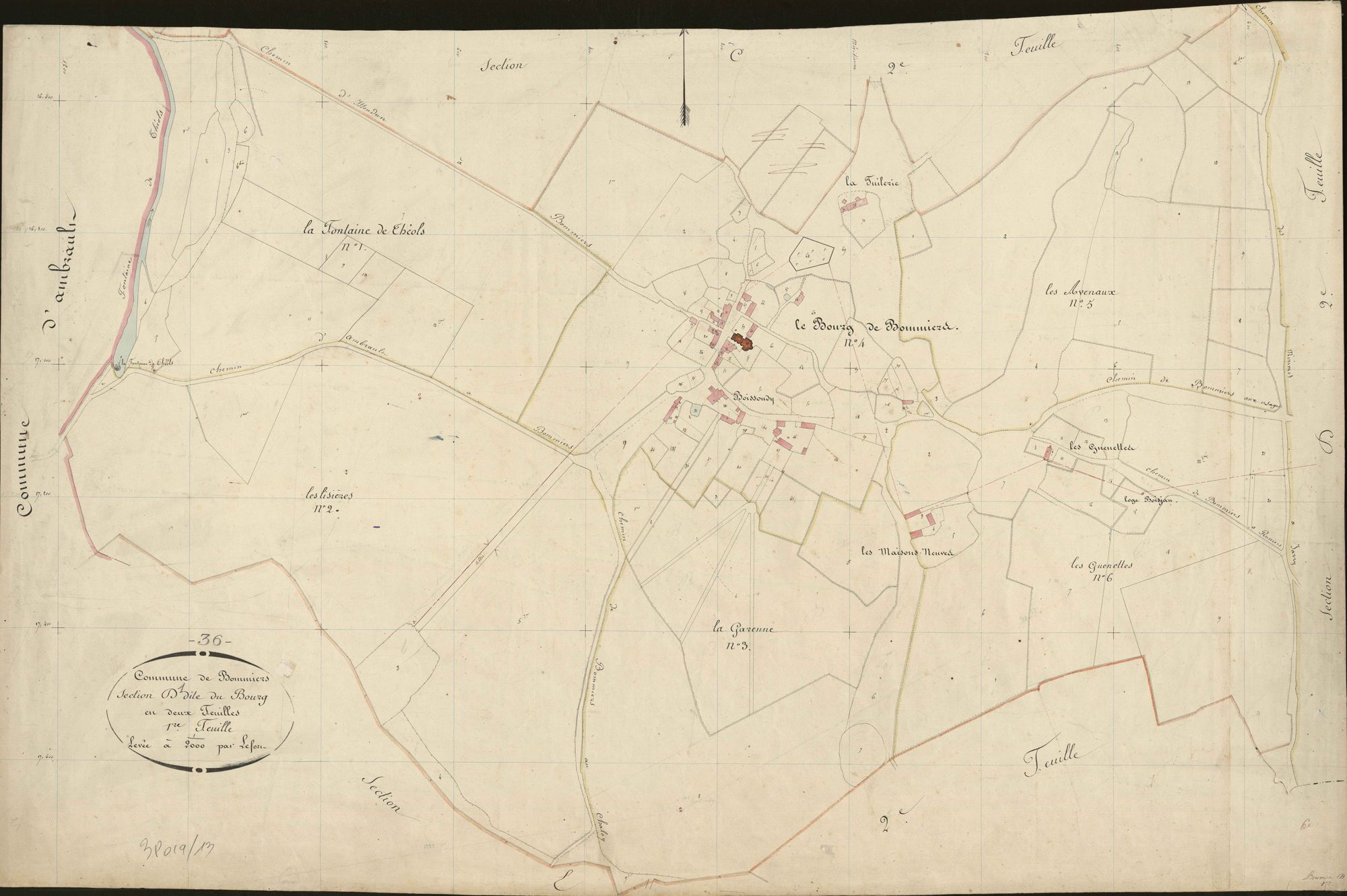 Bommiers - Section D1, dite du Bourg.