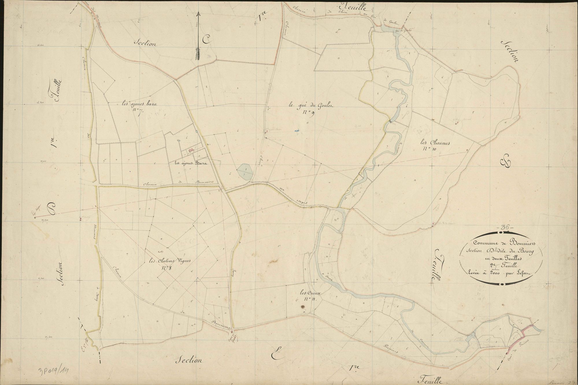 Bommiers - Section D2, dite du Bourg.