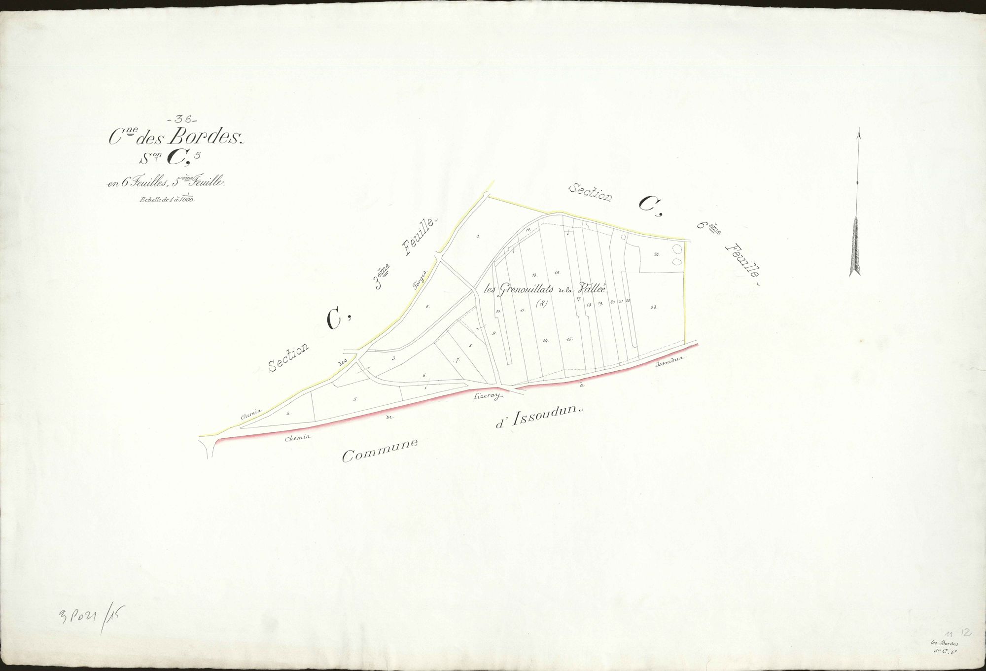 Bordes - Section C5, planche réalisée lors de la création de la commune (pas de section C4).