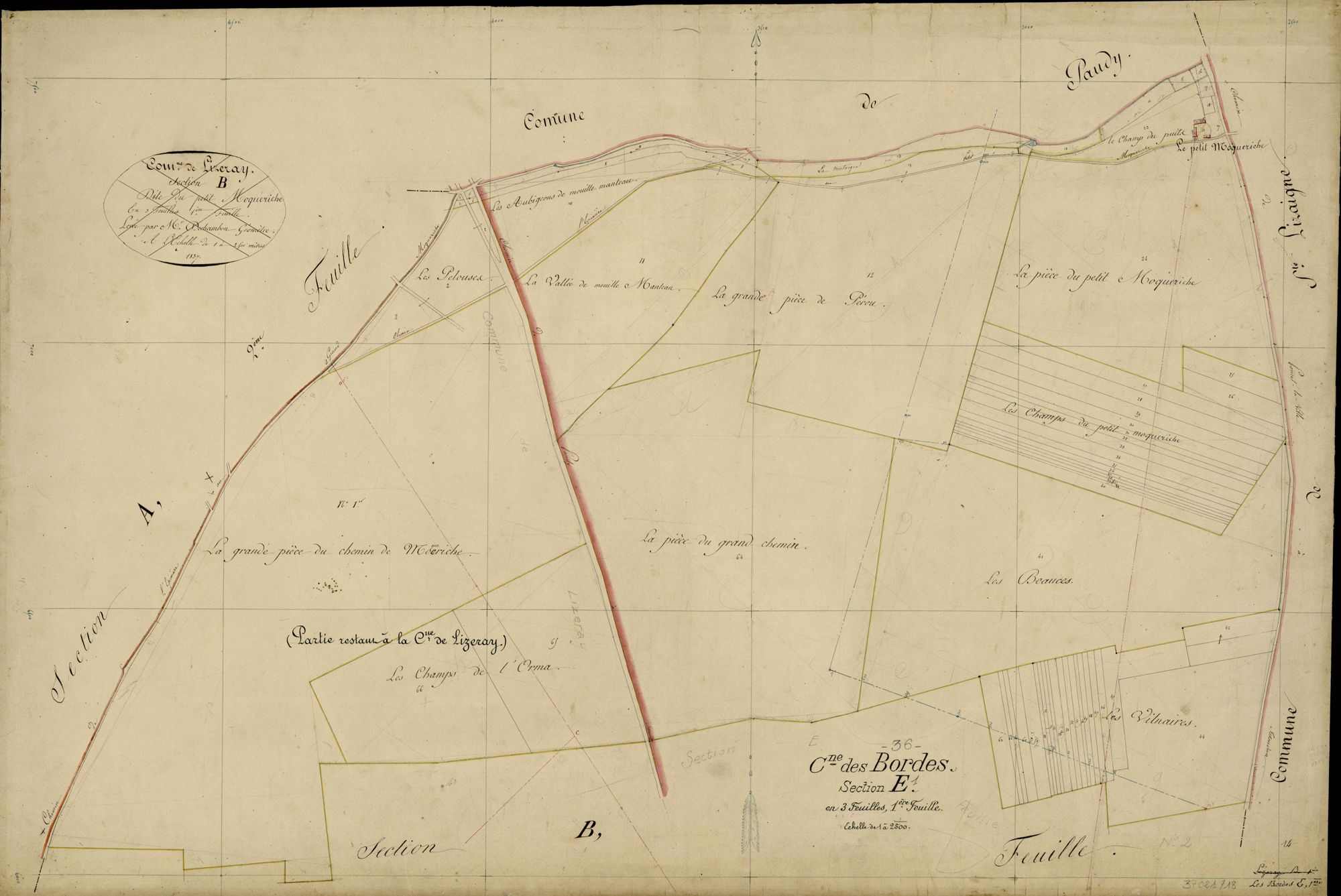 Bordes - Section E1, ancienne section dite Petite Moqueriche de Lizeray (B1).