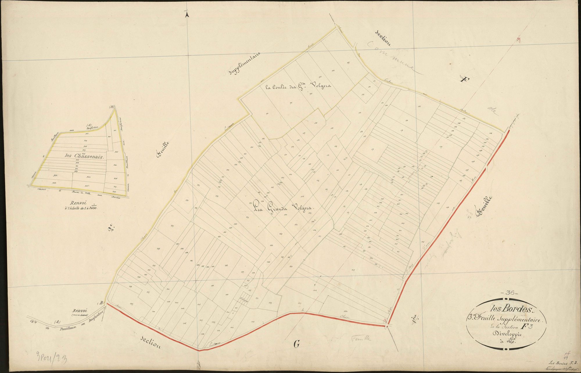 Bordes - Section F3, ancienne section F de Sainte-Lizaigne(3e feuille supplémentaire).