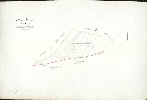 Bordes - Section C5, planche réalisée lors de la création de la commune (pas de section C4).
