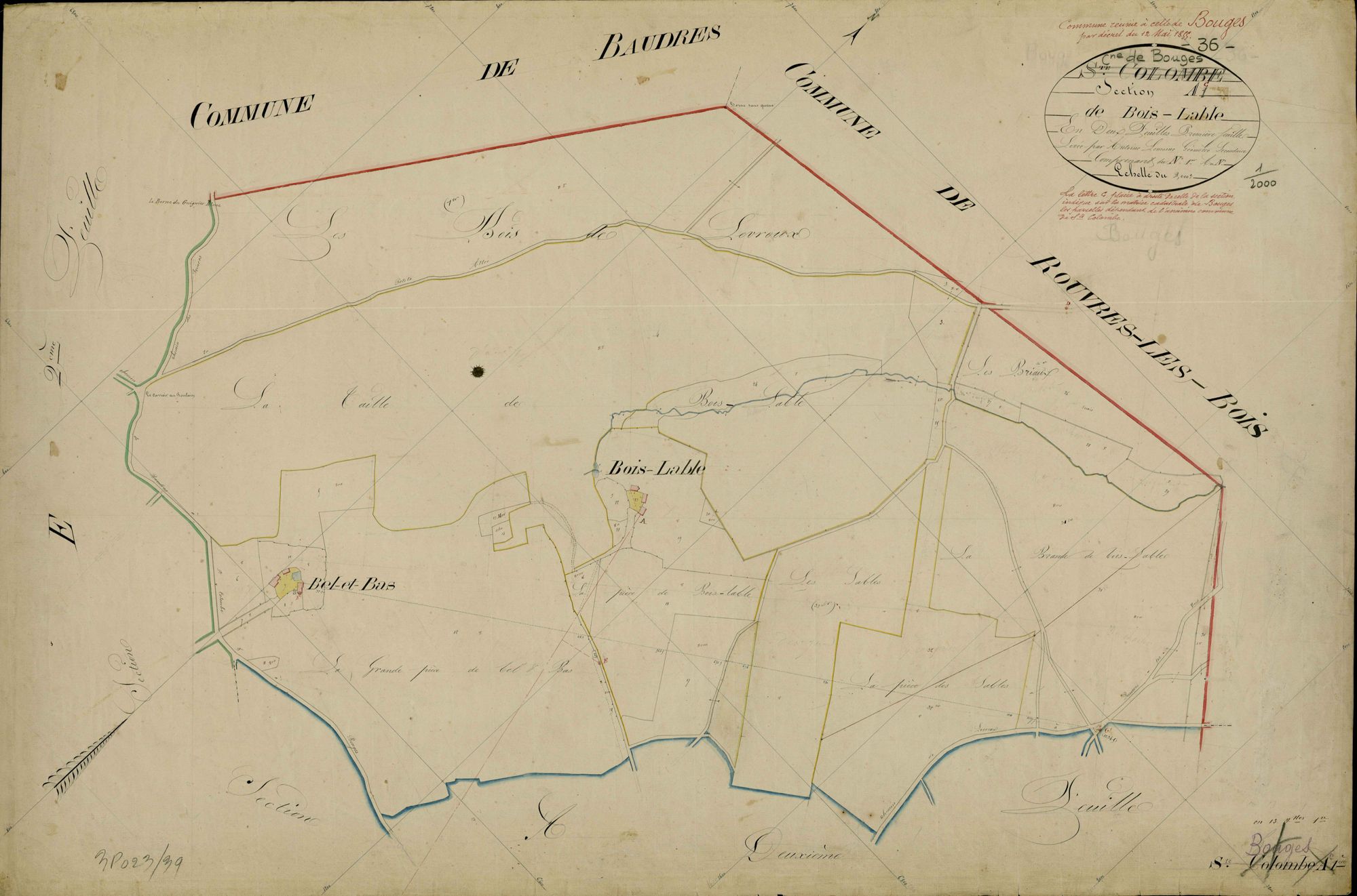 Bouges - Section G, ancienne section dite de Bois Lable de Sainte-Colombe (A1).