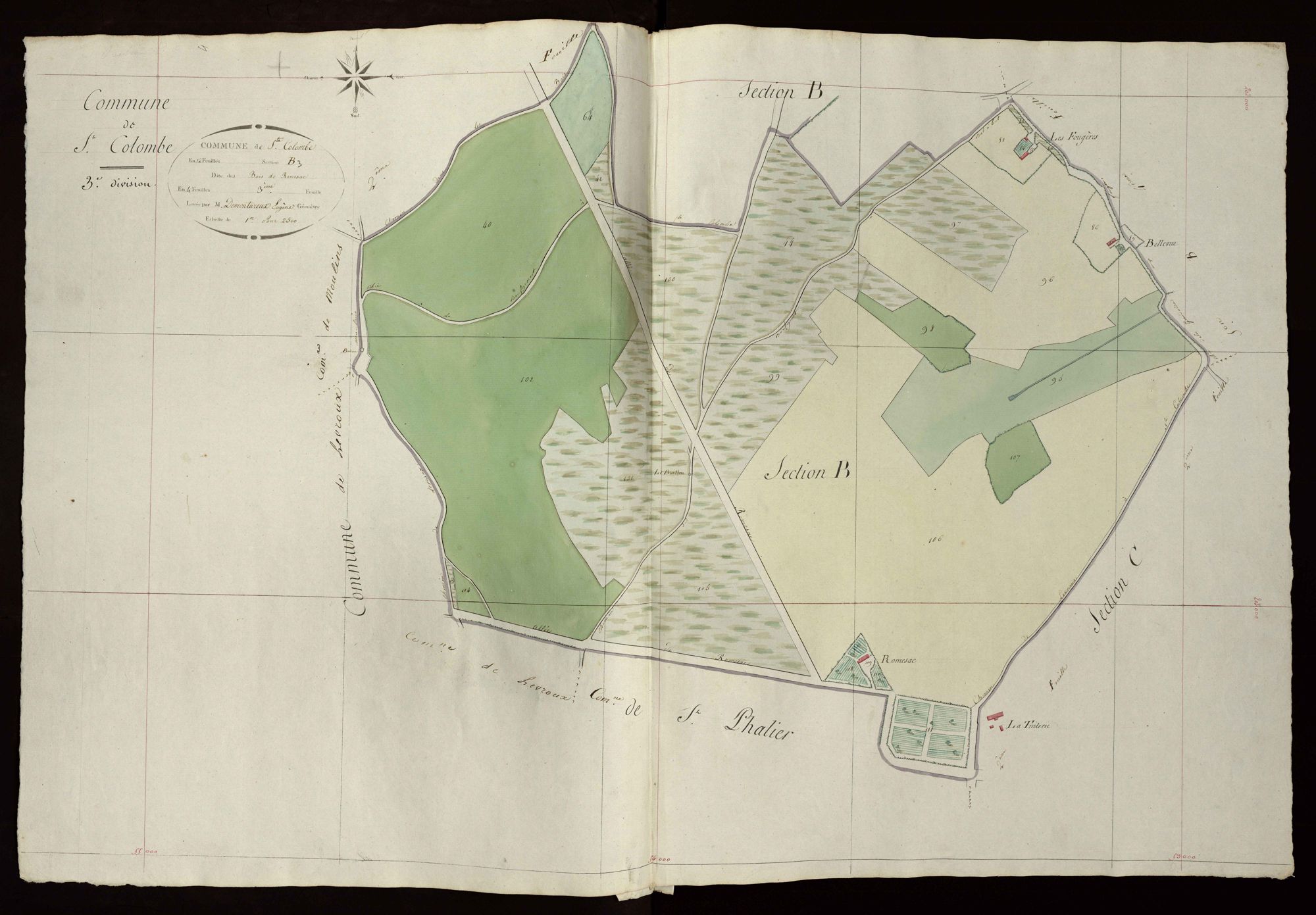 Bouges - Section B3, dite de bois de Romessac (ancienne commune de Sainte-Colombe).