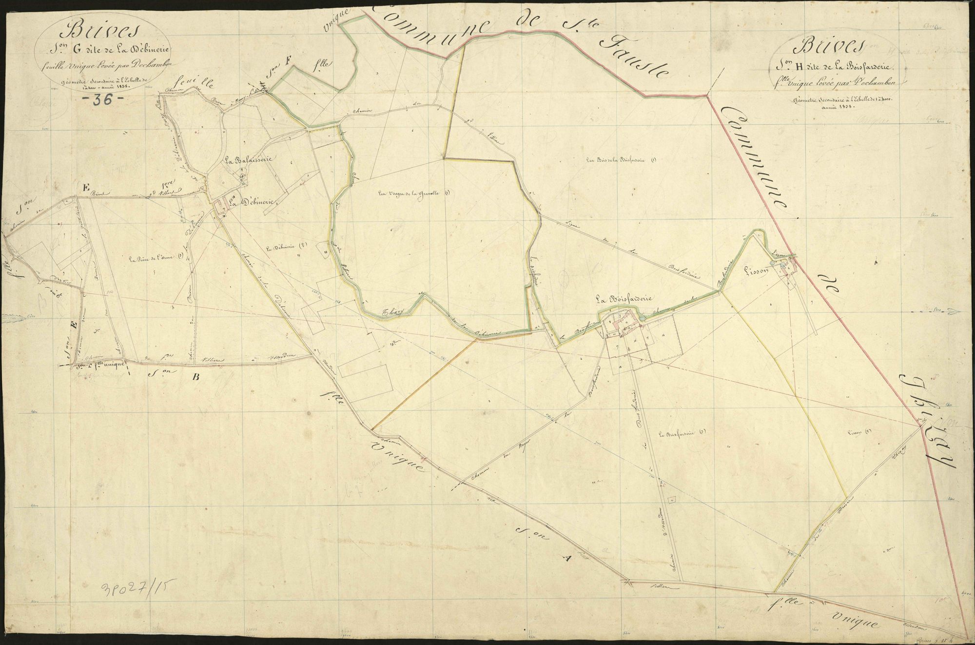 Brives - Section G, dite de la Débinerie, et section H, dite de la Boisfarderie.