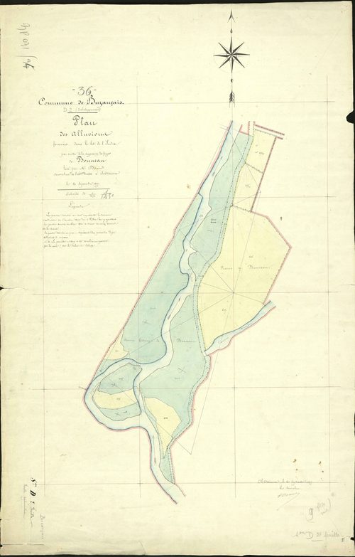 Buzançais - Section D2 supplémentaire (plan des alluvions formés dans le lit de l'Indre par suite de la suppression des forges de Bonneau).