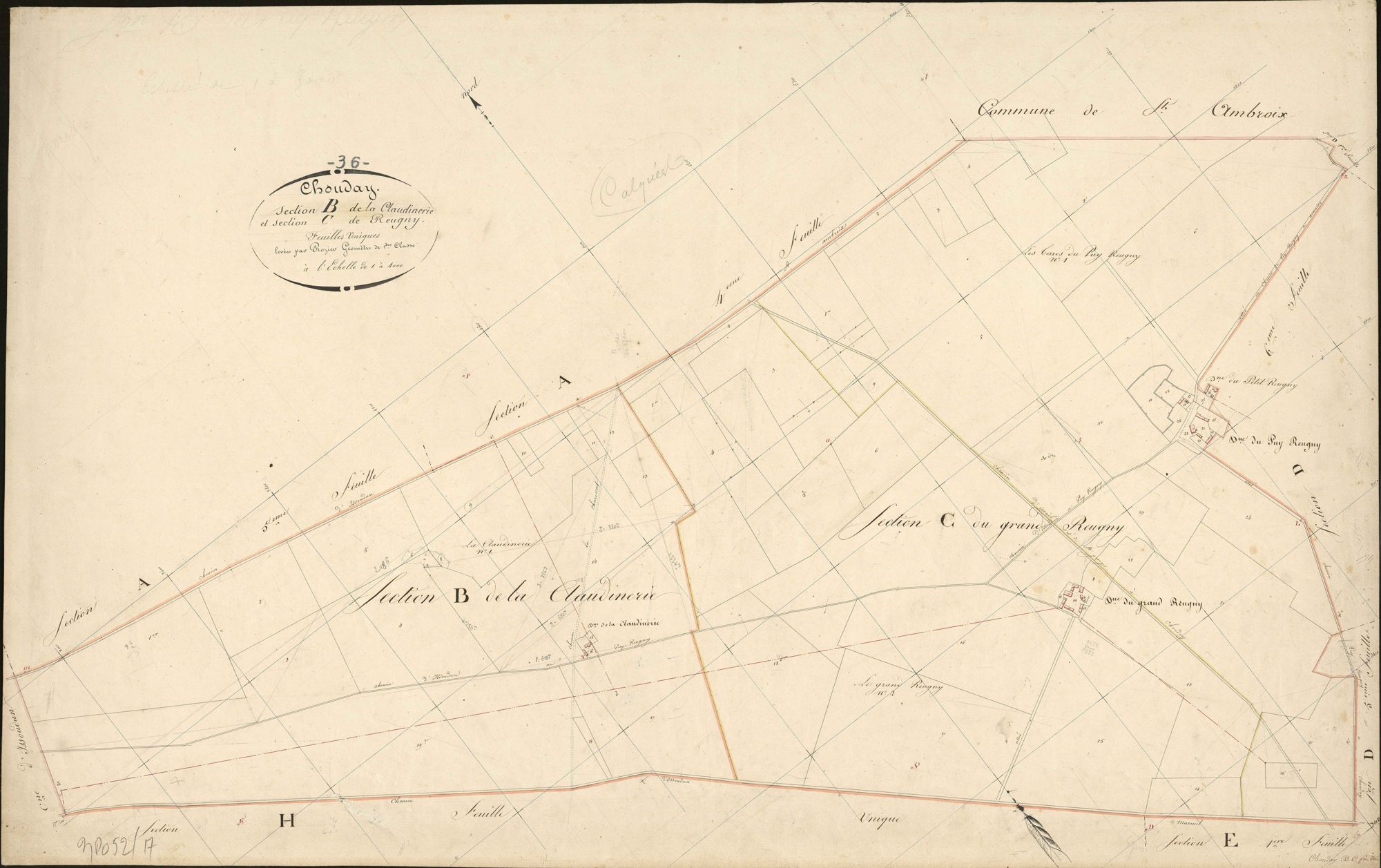 Chouday - Section B, dite de la Claudinerie, et section C, dite de Reugny.