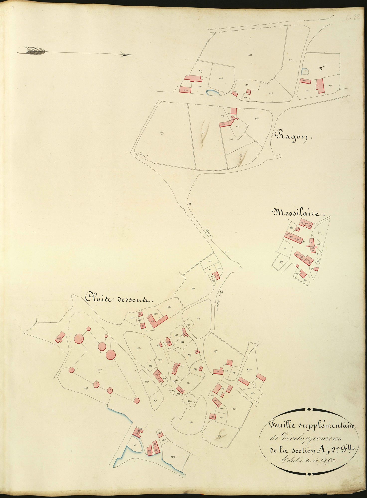 Cluis - Section A2,Feuille supplémentaire de développement, (Ragon, Messilaire, Cluis dessous).