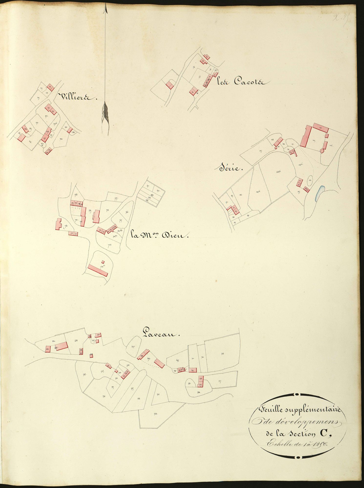 Cluis - Section C,Feuille supplémentaire de développement (Les Cacots, Série, Villiers, La Maison Dieu, Laveau).