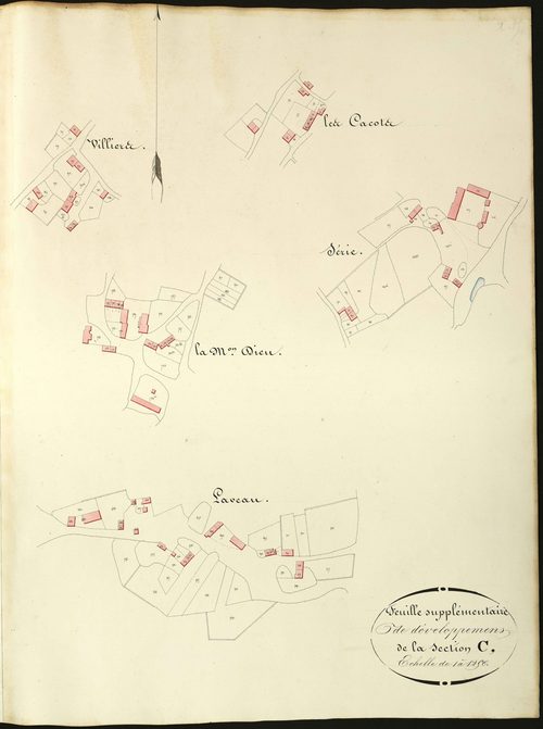 Cluis - Section C,Feuille supplémentaire de développement (Les Cacots, Série, Villiers, La Maison Dieu, Laveau).