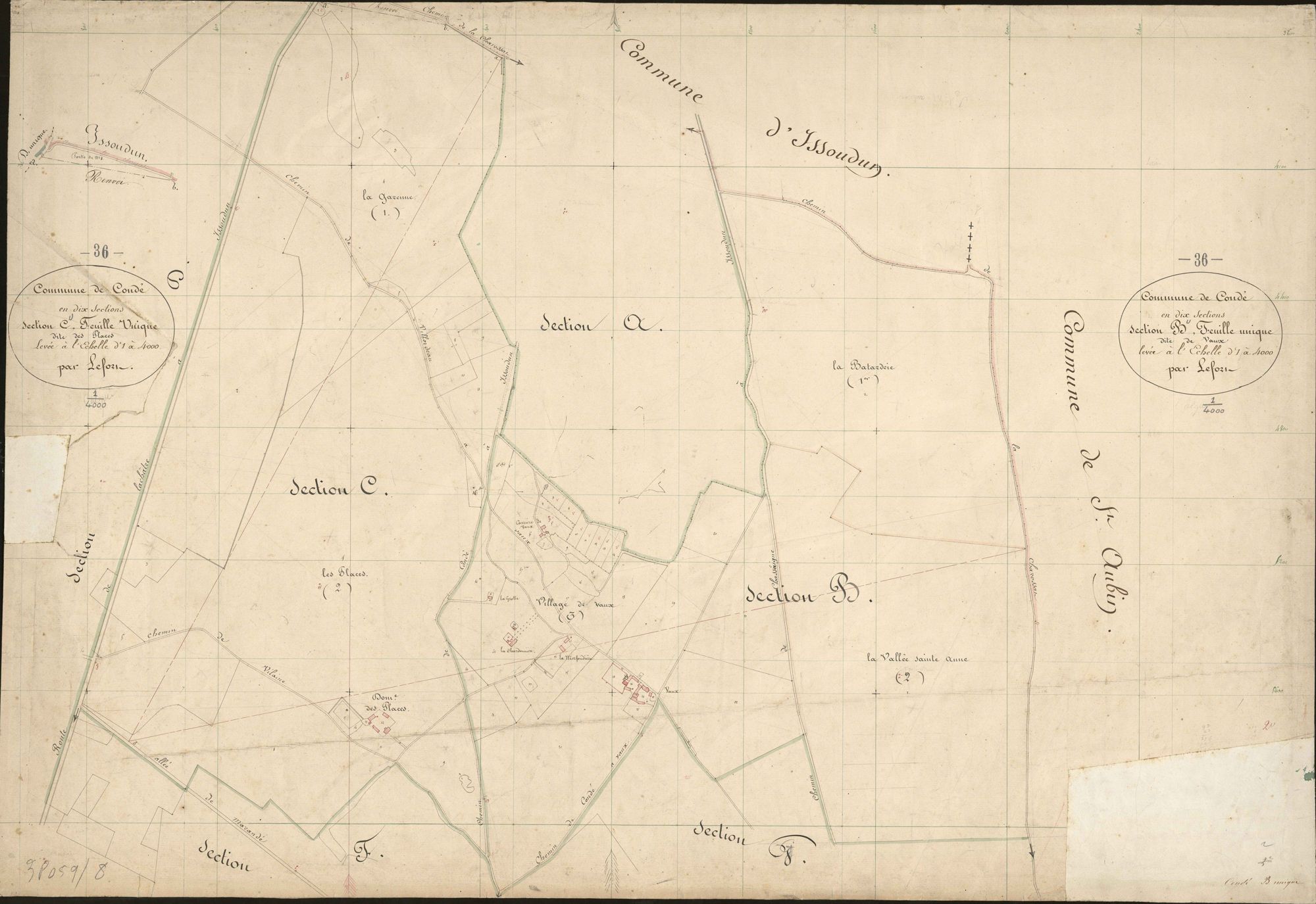 Condé - Section B, dite de Vaux, et section C, dite des Places.