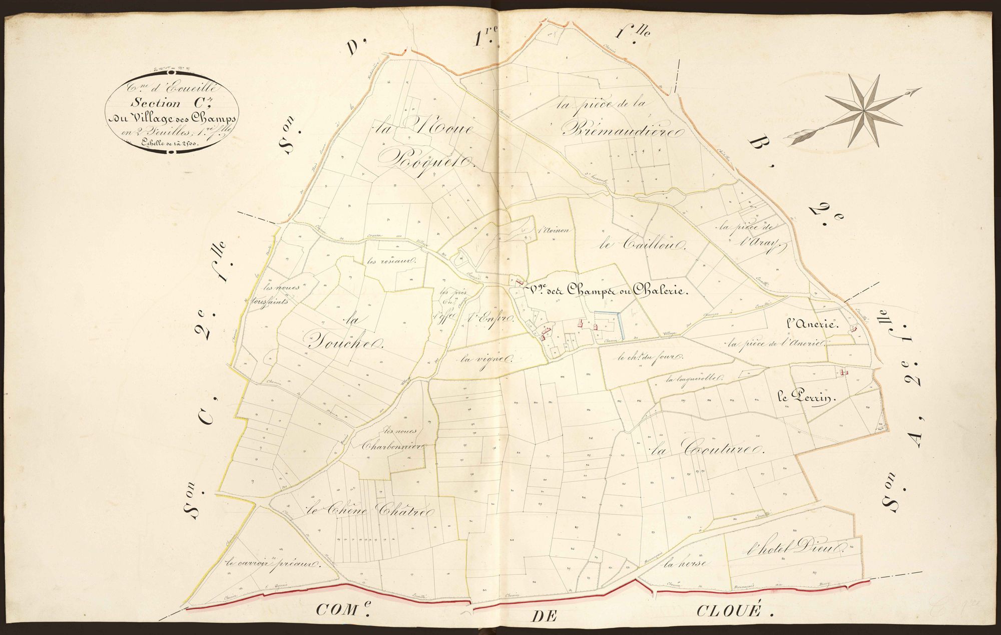 Ecueillé - Section C1, dite du Village des Champs.