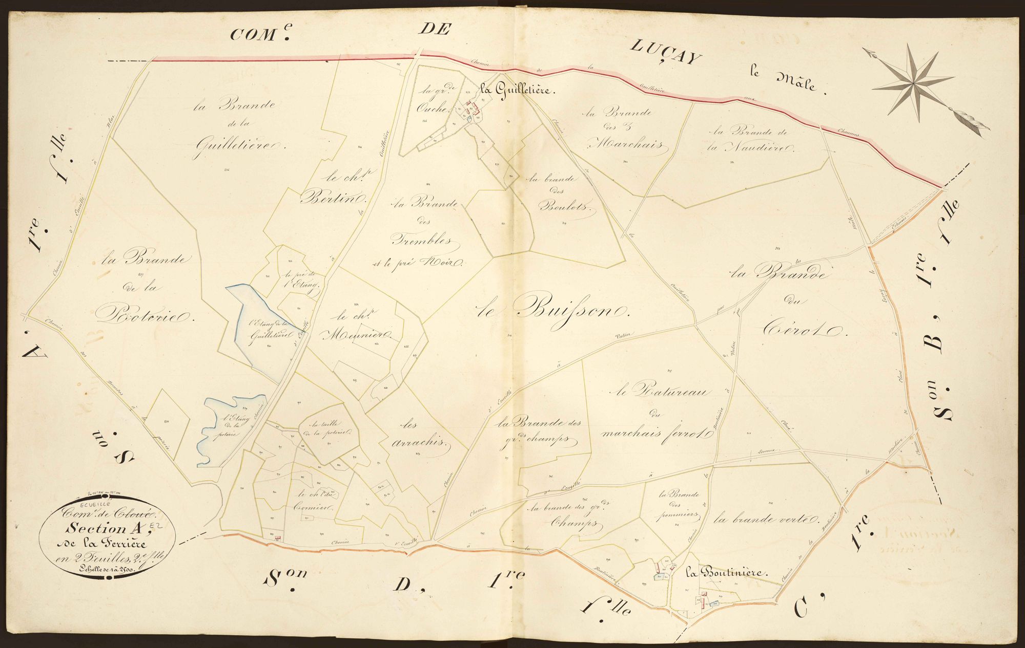 Ecueillé - Section E2, dite de la Ferrière (ancienne section A2 de Cloué).