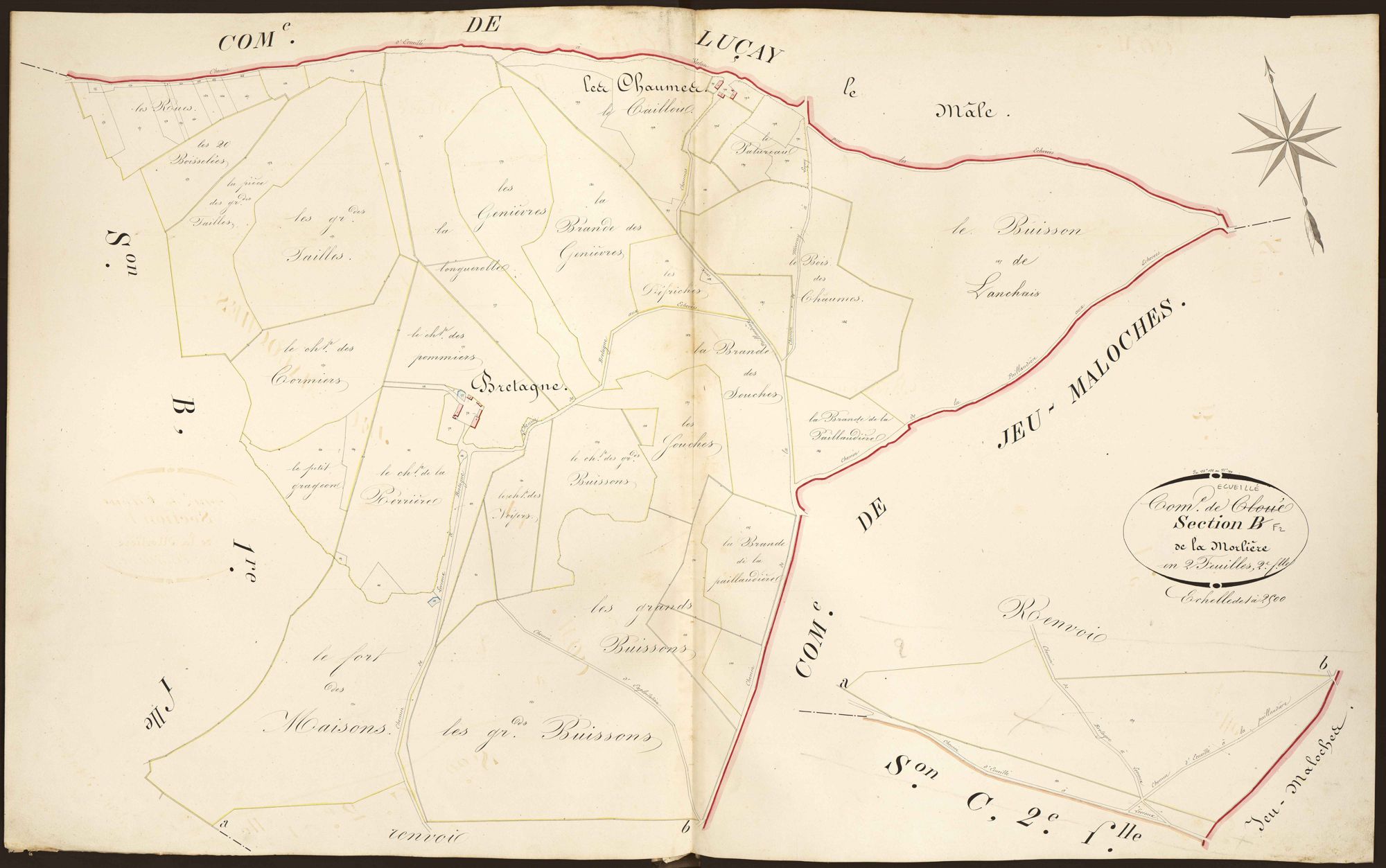 Ecueillé - Section F2, dite de la Morlière (ancienne section B2 de Cloué).