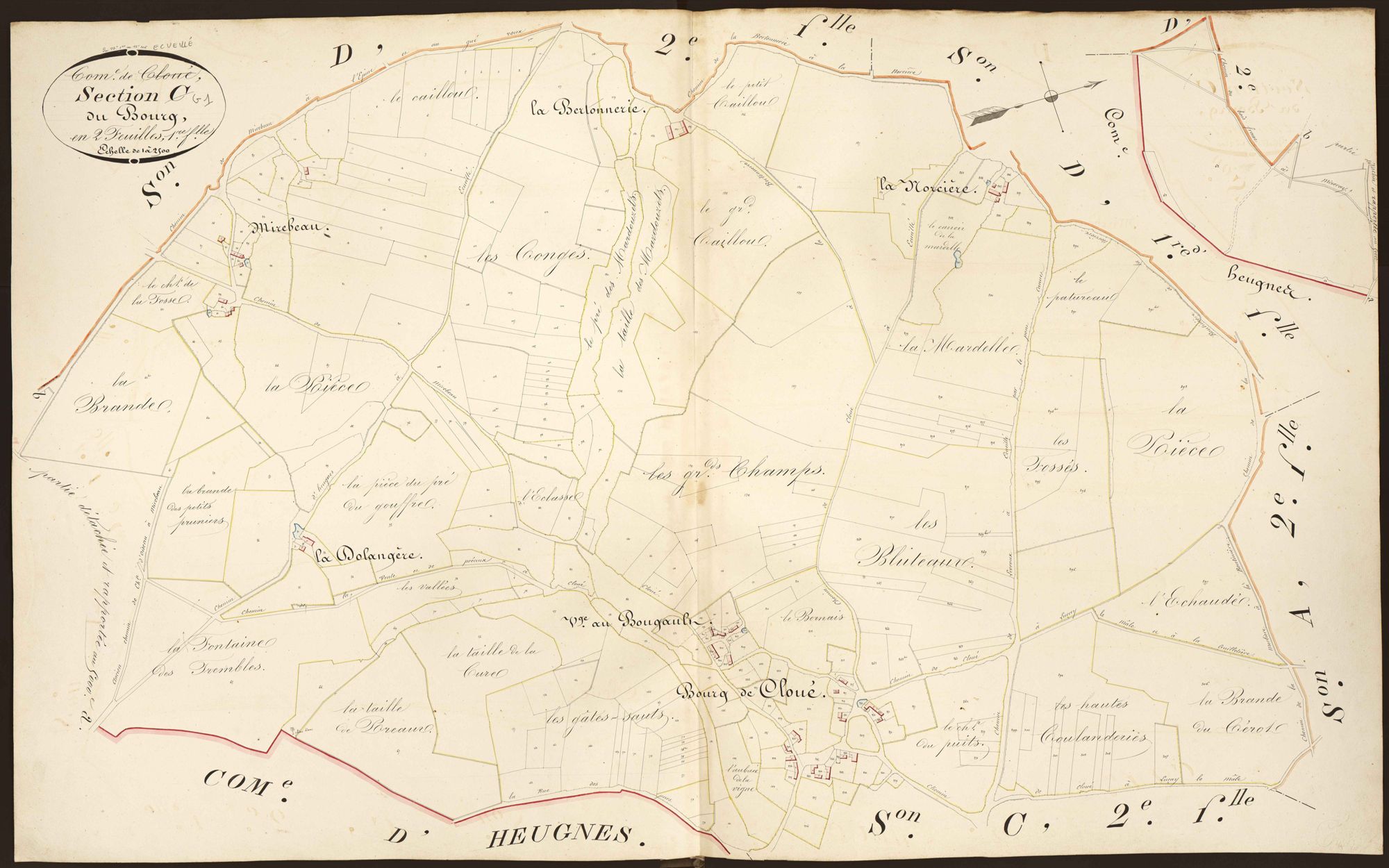 Ecueillé - Section G1, dite du Bourg (ancienne section C1 de Cloué).