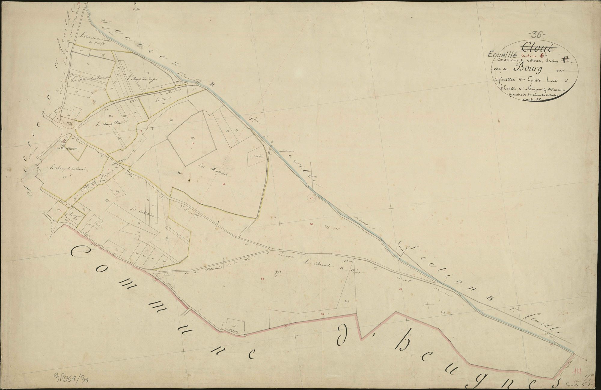 Ecueillé - Section G2, dite du Bourg (ancienne section C2 de Cloué).