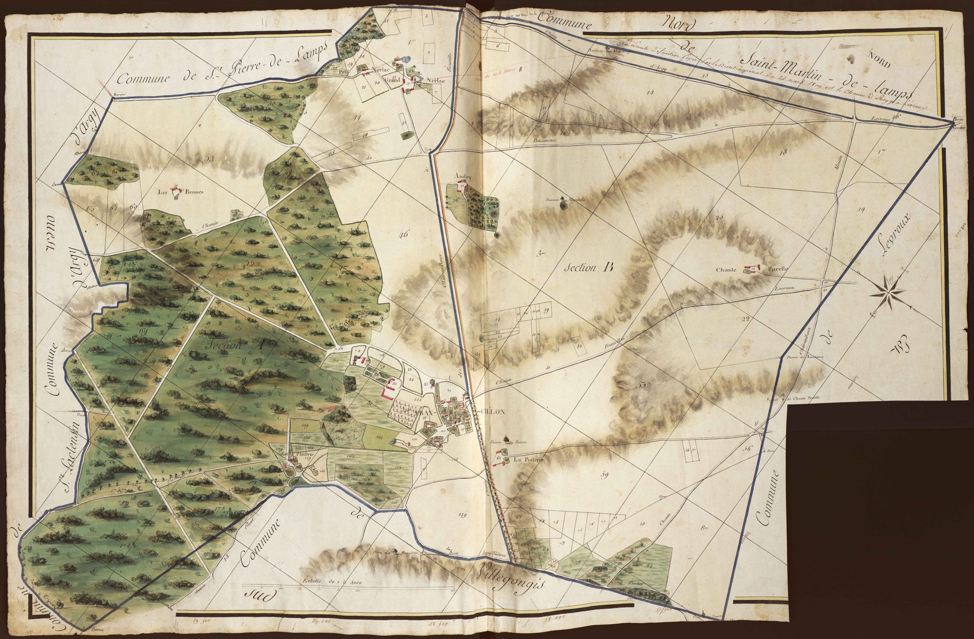 Francillon - Section unique, plan non daté, cartouche découpé.