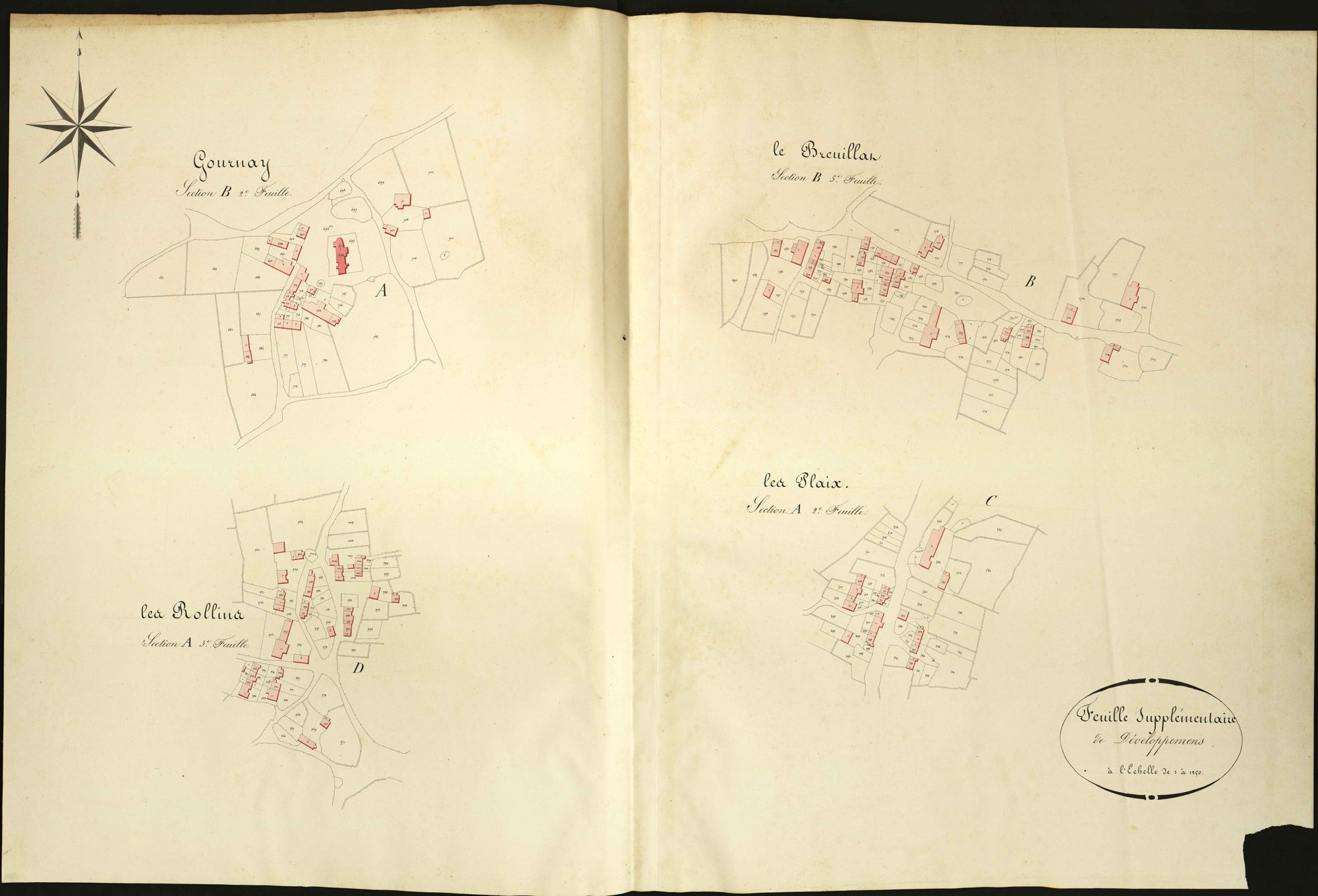 Gournay - Feuille supplémentaire de développement (Les Plaix, Rollin, Bourg de Gournay, Le Breuillat).
