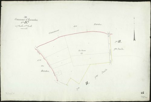Issoudun - Section H6, feuille réalisée après la création de la commune des Bordes.