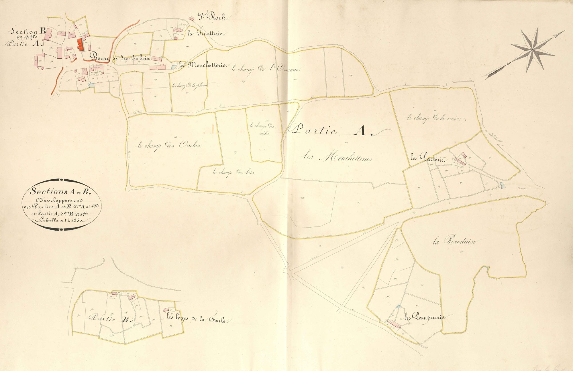 Jeu-les-Bois - Sections A et B, développement partiel.