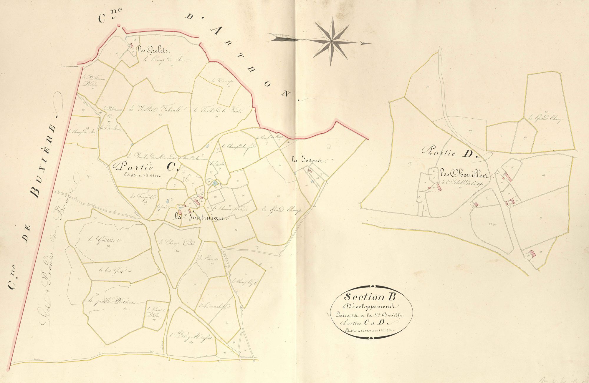 Jeu-les-Bois - Section B, feuille de développement.