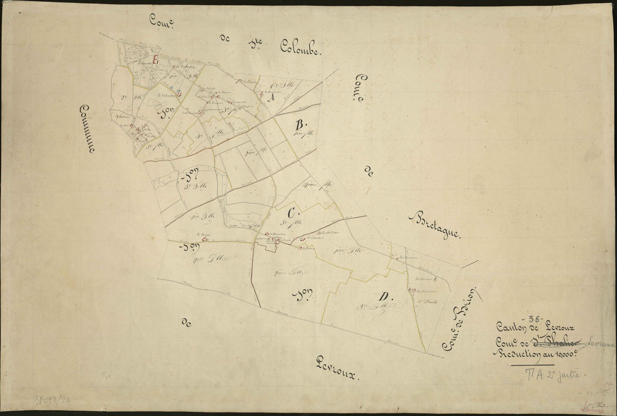 Levroux - Tableau d'assemblage (Saint-Pallier, sections M-P, anciennement A-D).