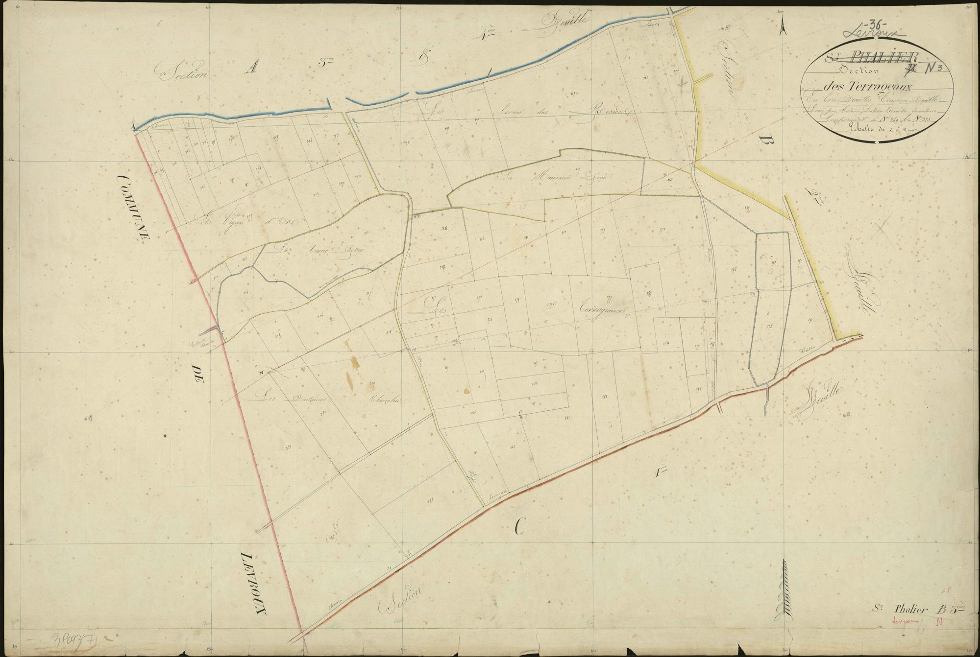 Levroux - Section N3, dite des Terrageaux (ancienne section B3 de Saint-Phallier).