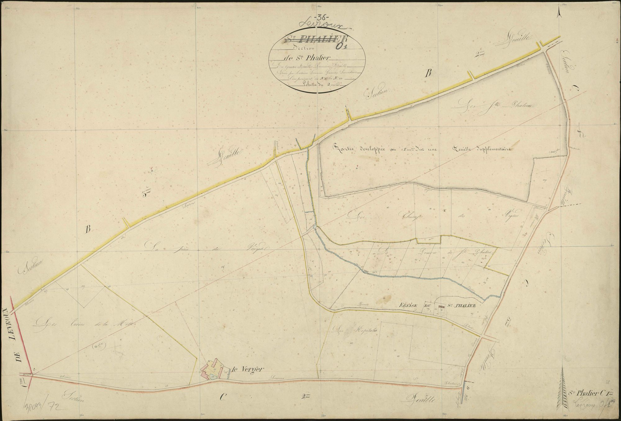 Levroux - Section O1, dite de Saint-Phalier (ancienne section B4 de Saint-Phallier).