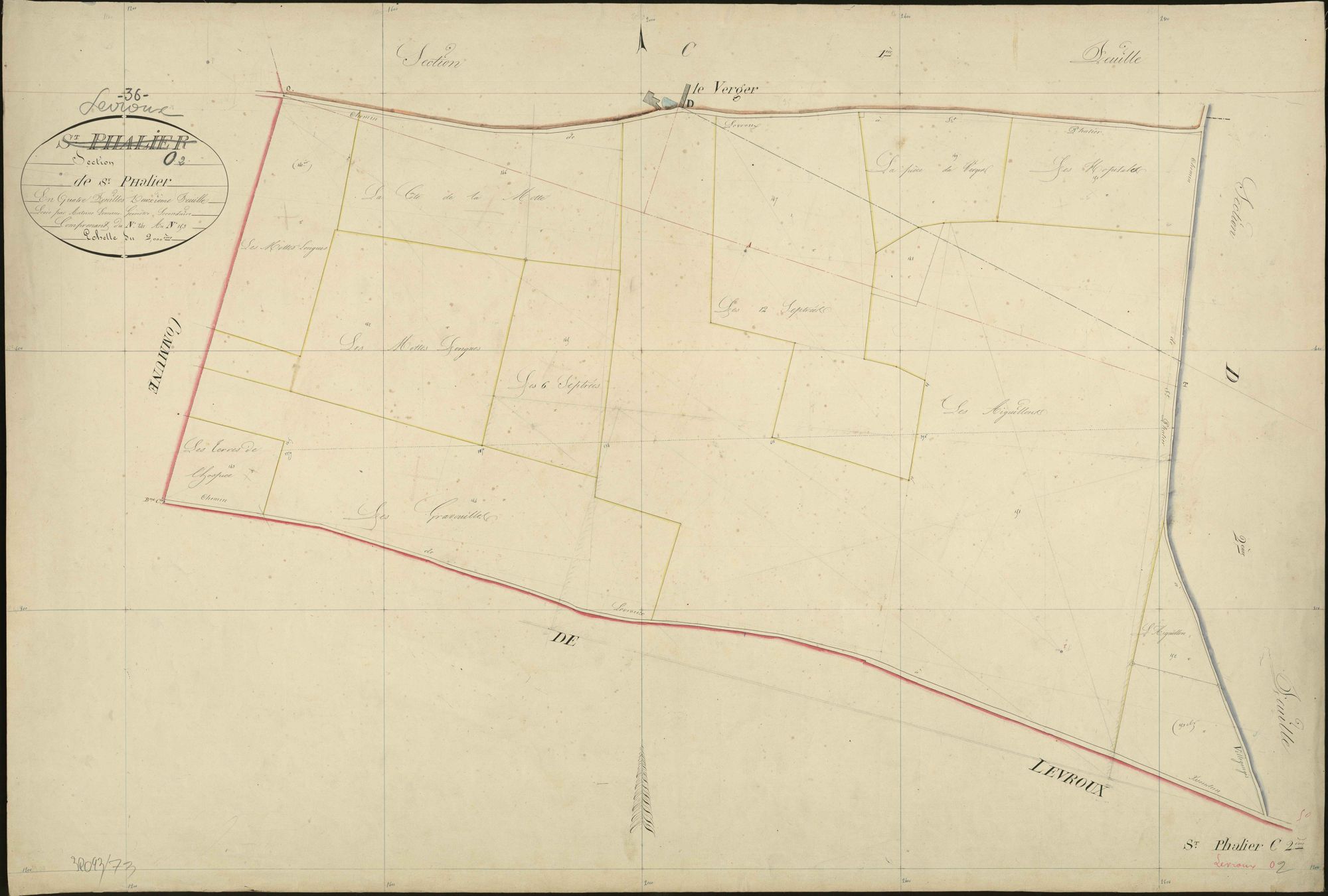 Levroux - Section O2, dite de Saint-Phalier (ancienne section C2 de Saint-Phallier).