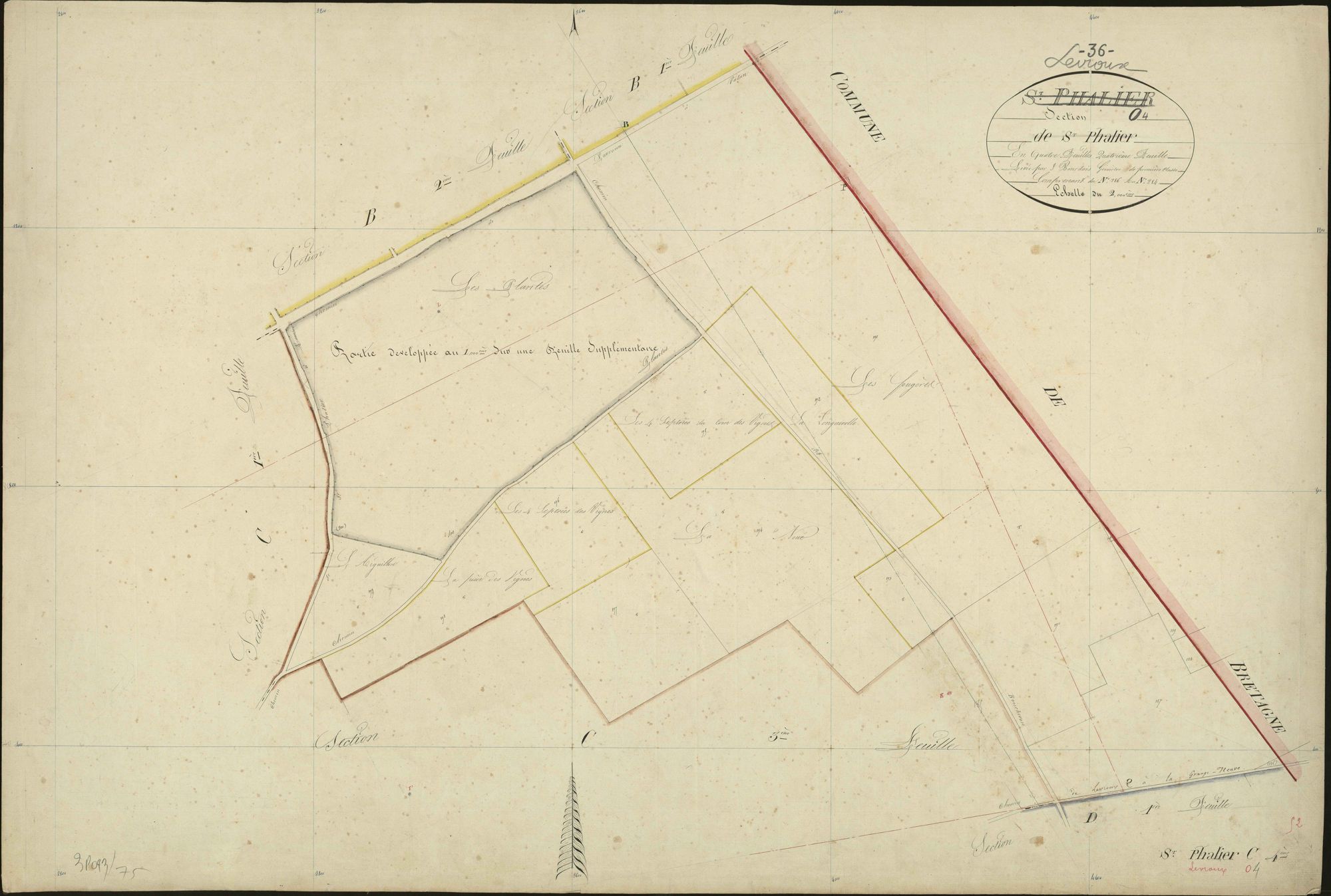 Levroux - Section O4, dite de Saint-Phalier (ancienne section C4 de Saint-Phallier).