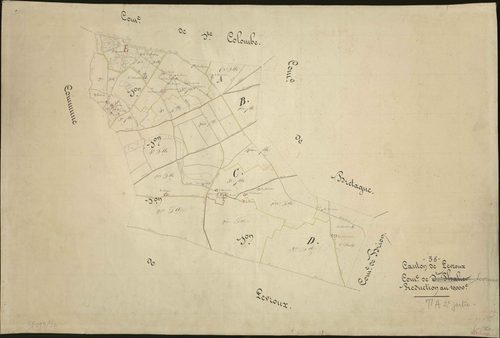 Levroux - Tableau d'assemblage (Saint-Pallier, sections M-P, anciennement A-D).