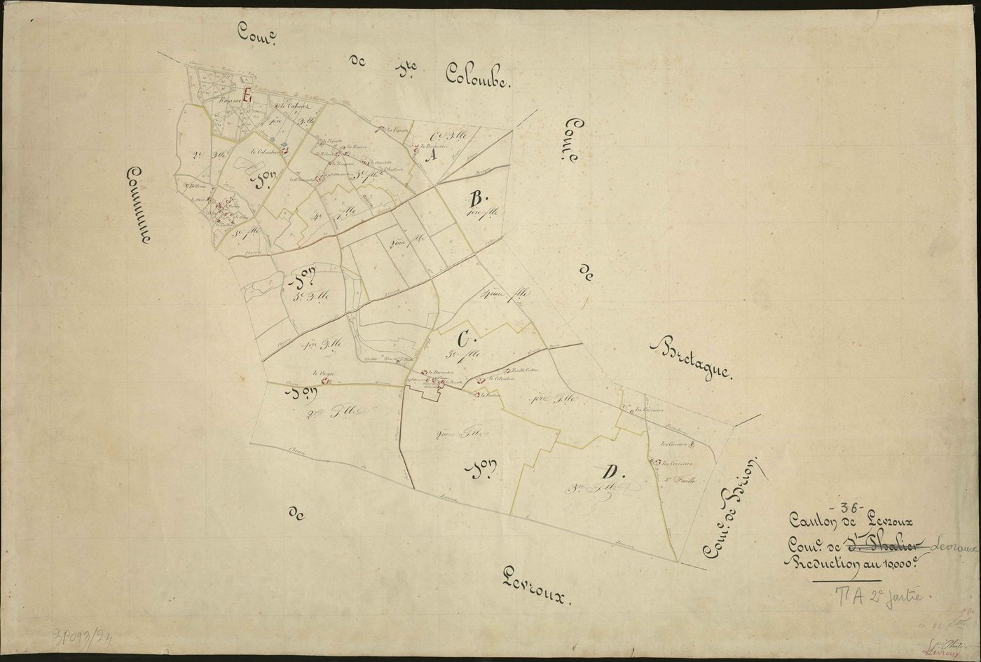 Levroux - Tableau d'assemblage (Saint-Pallier, sections M-P, anciennement A-D).
