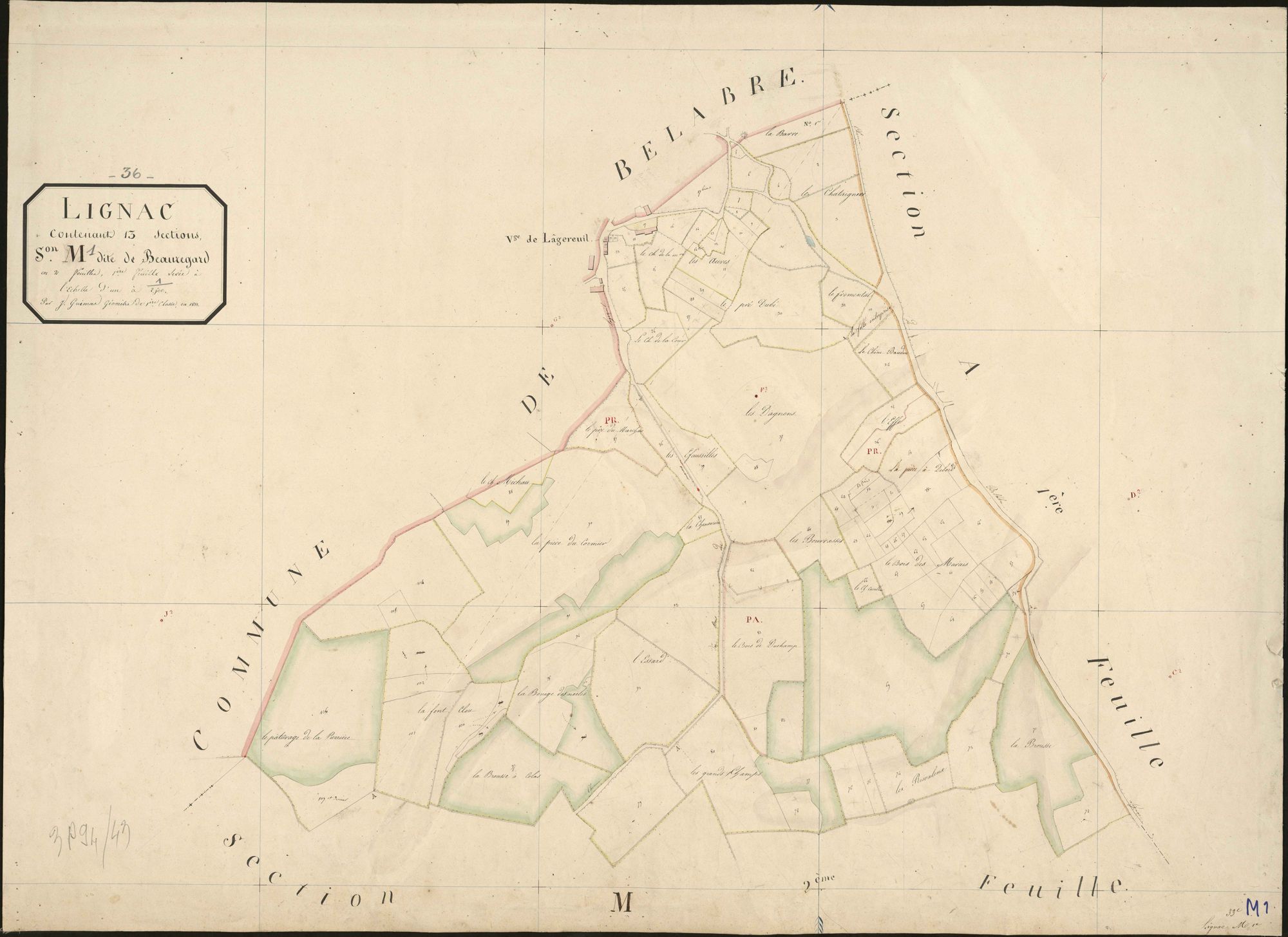 Lignac - Section M1, dite de Beauregard.